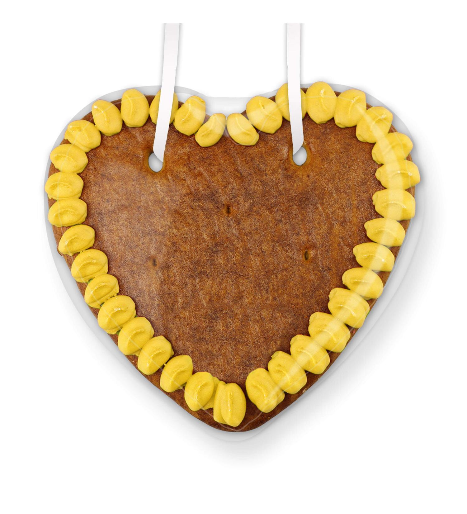Gingerbread heart blank with edge - color: yellow - to decorate with children 15cm from LEBKUCHEN WELT