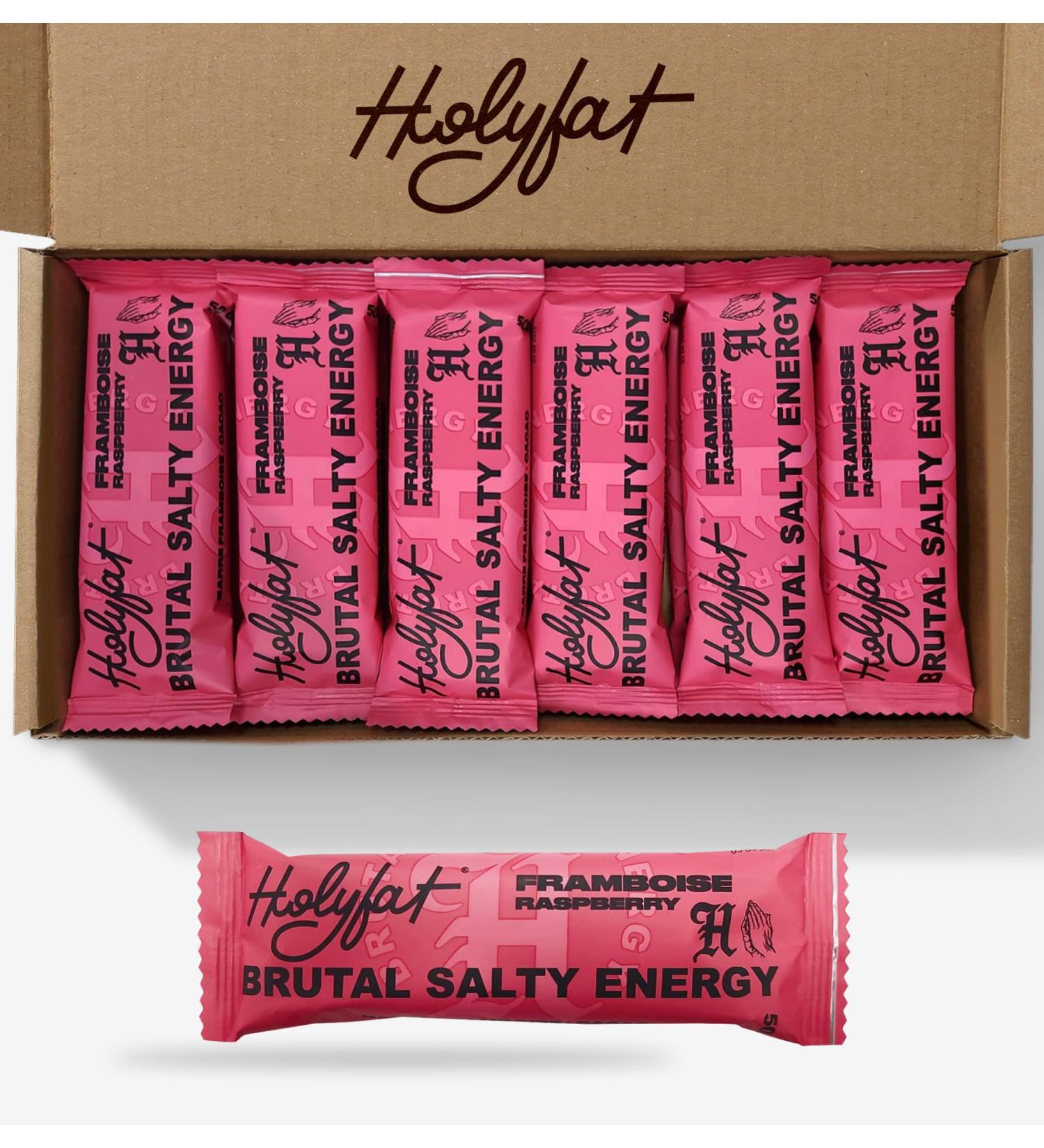 Holyfat. BOX 12 KETO RASPBERRY COCOA BARS | 9g of Vegetable Protein | 100% Natural Ingredients | No Added Sugars | Vegan | 12 x 50g | 600g - Buy Online on GoSupps.com