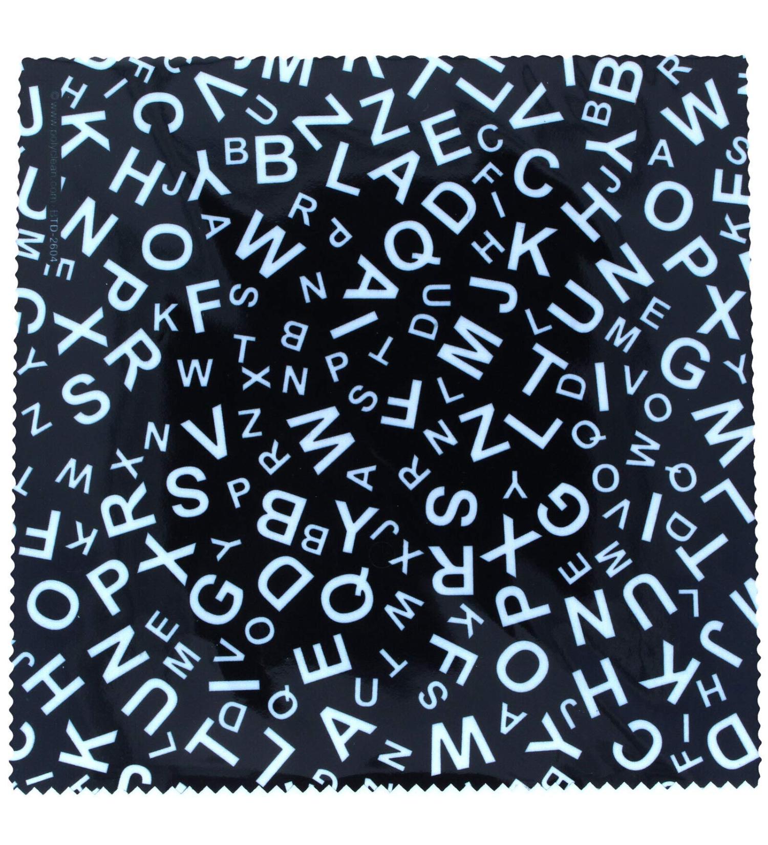 Polyclean microfibre cloth with "letters" motif | Glasses cleaning cloth