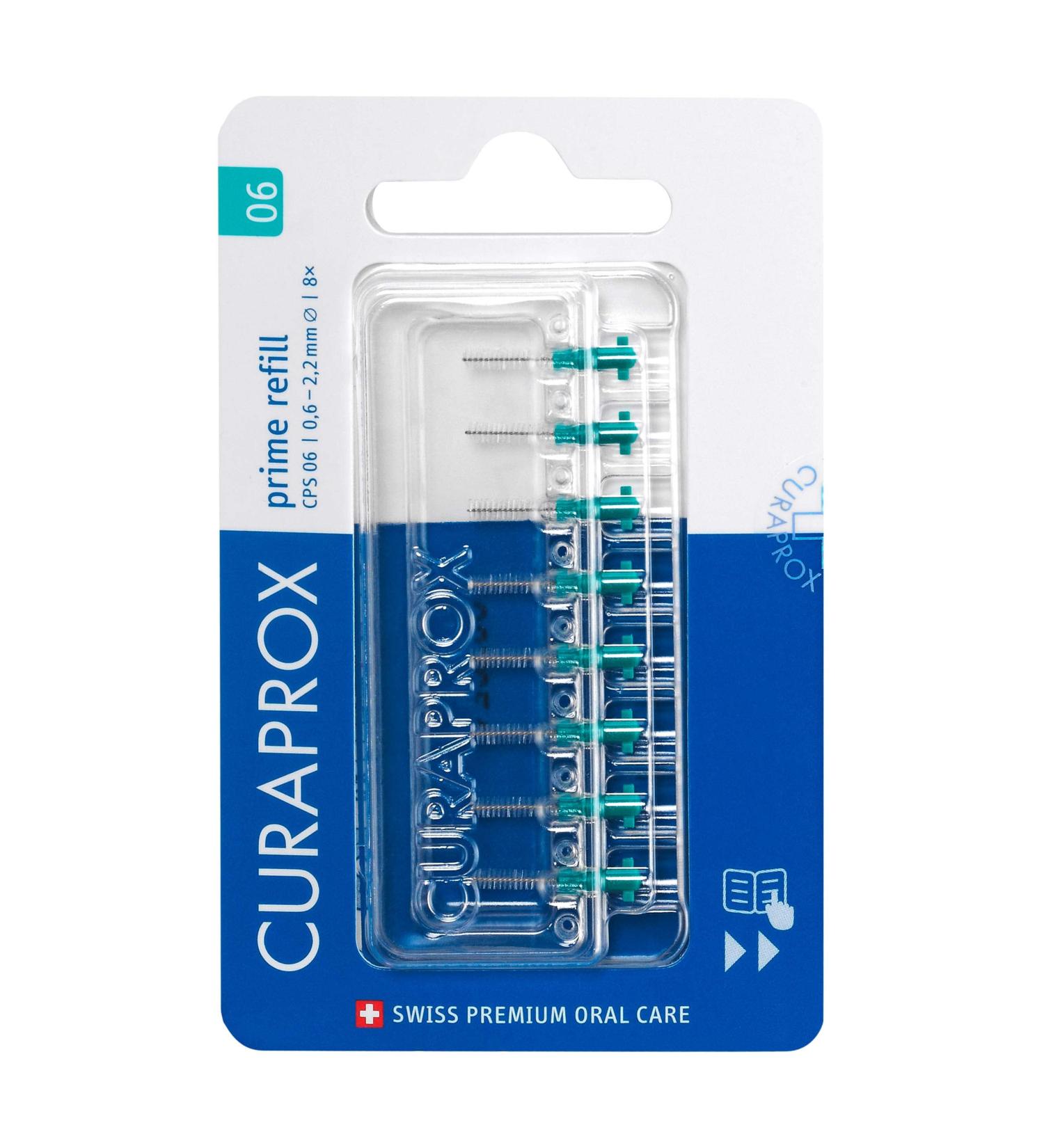 Curaprox Interdental Brush CS 06 Prime - 8 Pack 0.6mm Diameter Turquoise Refill No Holder - Best Oral Care Solution - Buy Online on GoSupps.com