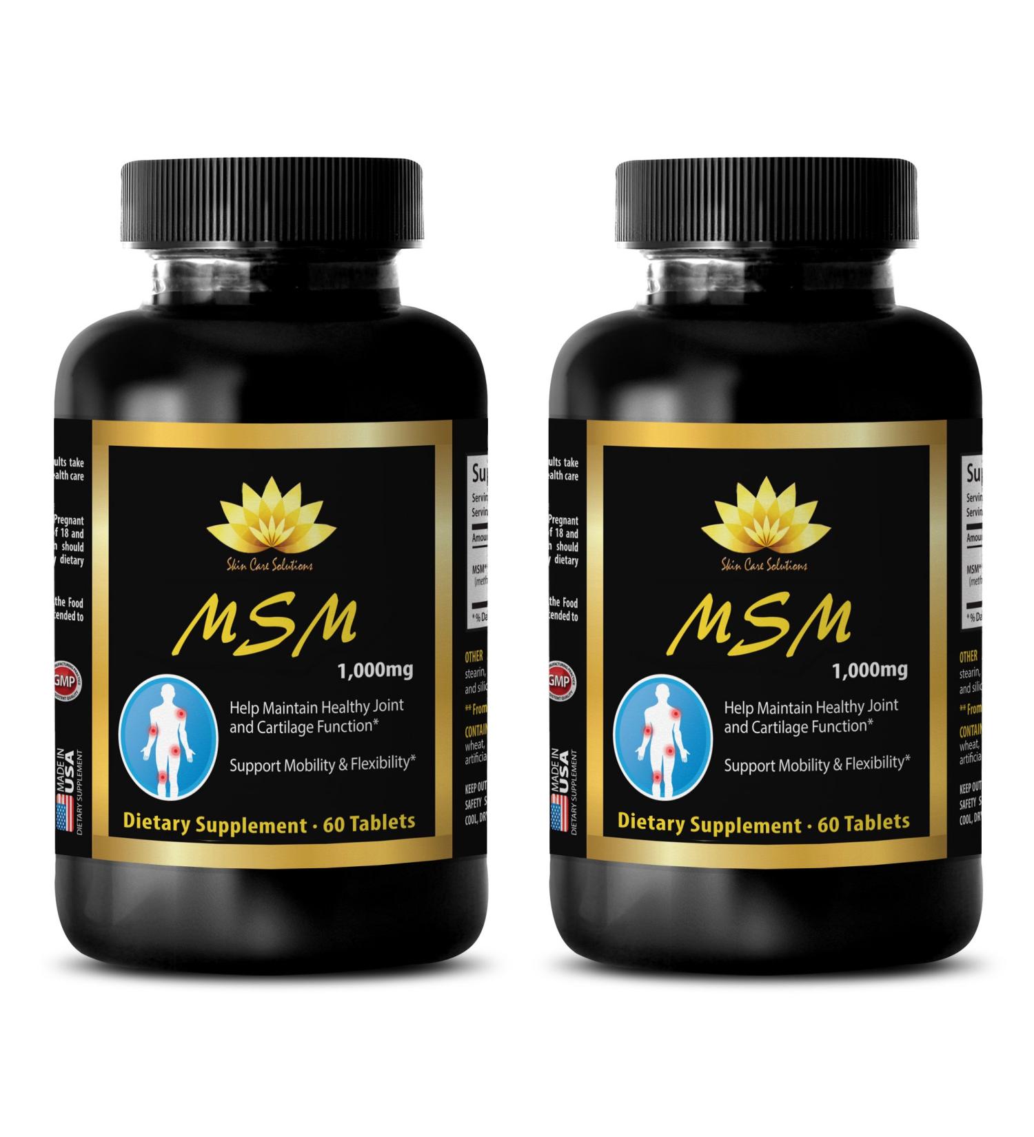 Bone Support Supplements - MSM (Methylsulfonylmethane) - Msm for Skin - 2 Bottles 120 Tablets - Buy Online on GoSupps.com
