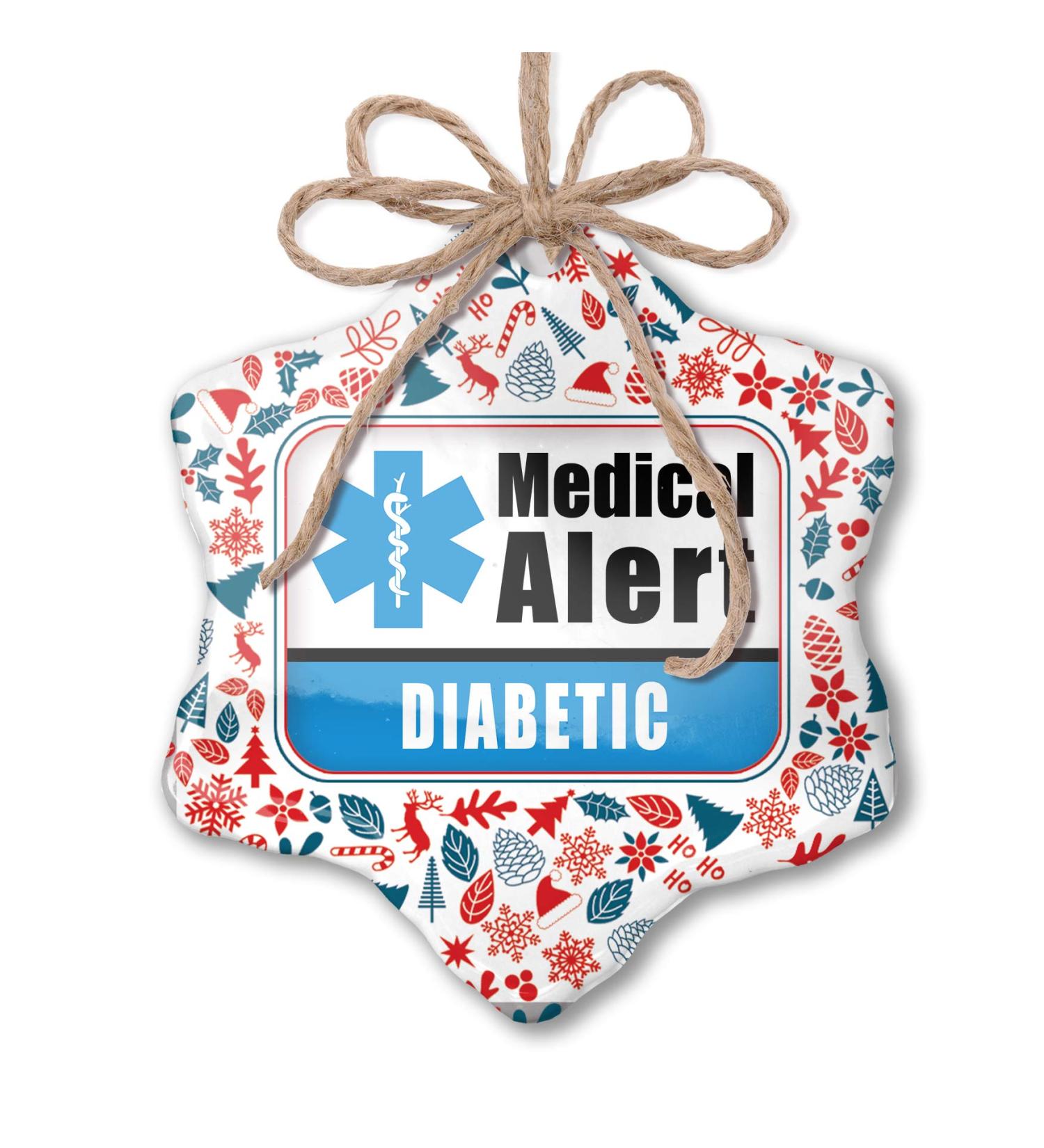 NEONBLOND Christmas Ornament Medical Alert Blue Diabetic Red White Blue Xmas - Festive Holiday Decor for Diabetics - Buy Online on GoSupps.com