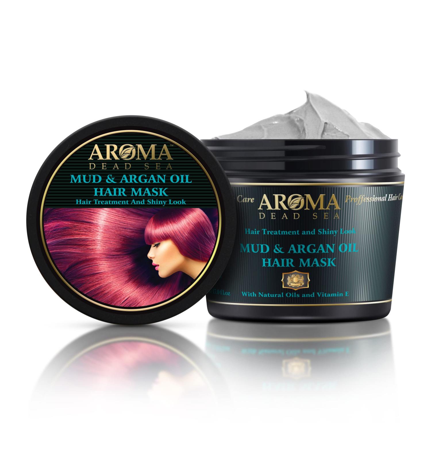 AROMA DEAD SEA Black Mud & Argan Oil Hair Mask | Intense Hydration & Nourishment for Dry Damaged Hair | Revitalize Strengthen Restore Shine - Buy Online on GoSupps.com