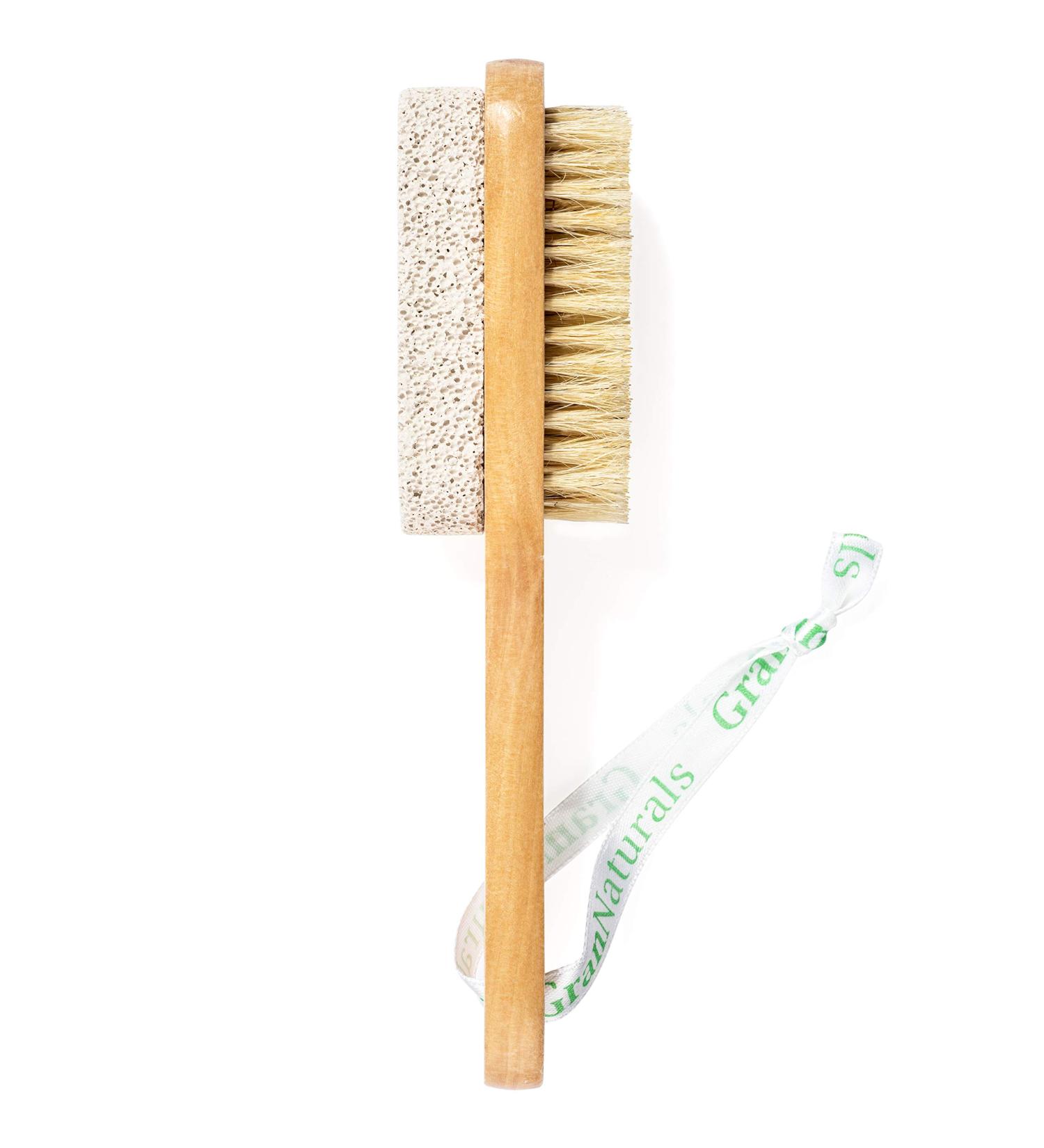 Foot Brush & Pumice Stone with Handle - Callus & Corn Remover for Dry Skin - Exfoliator & Scrubber for Feet - Natural Bristles & Stone - Men & Women - Buy Online on GoSupps.com