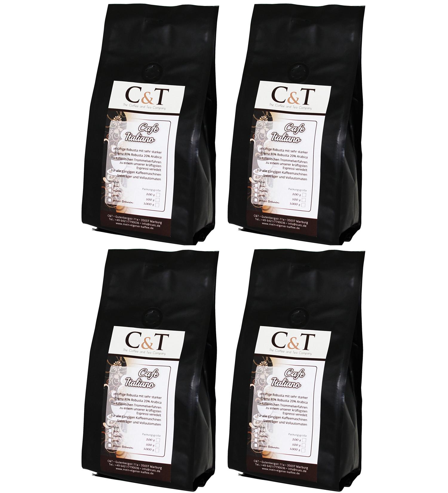  Unsere Kaffees / Espressi Pack of 4 Cafe Italiano espresso coffee beans - Whole beans - 1000g - Refracted by us - Buy Online on GoSupps.com