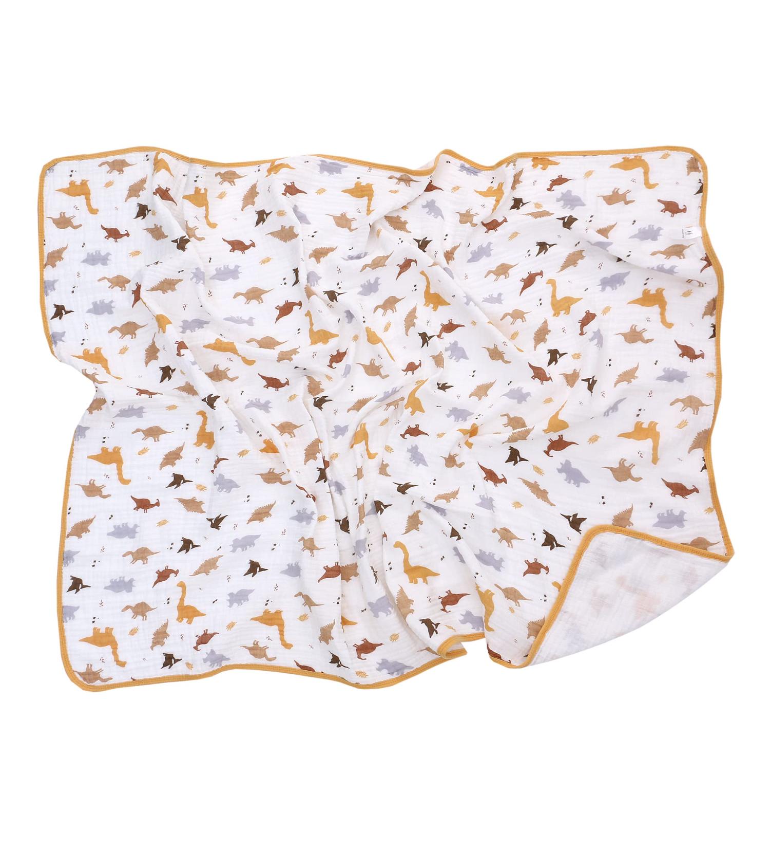 Miracle Baby Muslin Swaddle Blanket for Boys and Girls - Grey Dinosaur Print - 110x150cm - Summer Cotton - Double Layered - Buy Online on GoSupps.com