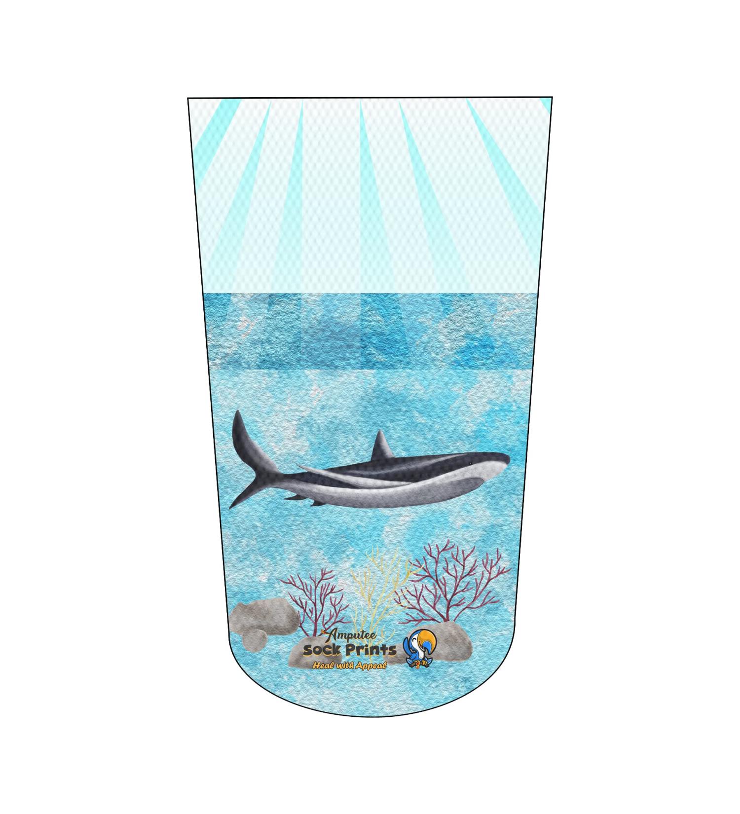 Ocean Floor v1 3Ply Amputee Stump Sock - Heal with Appeal Shark Design - Buy Online on GoSupps.com