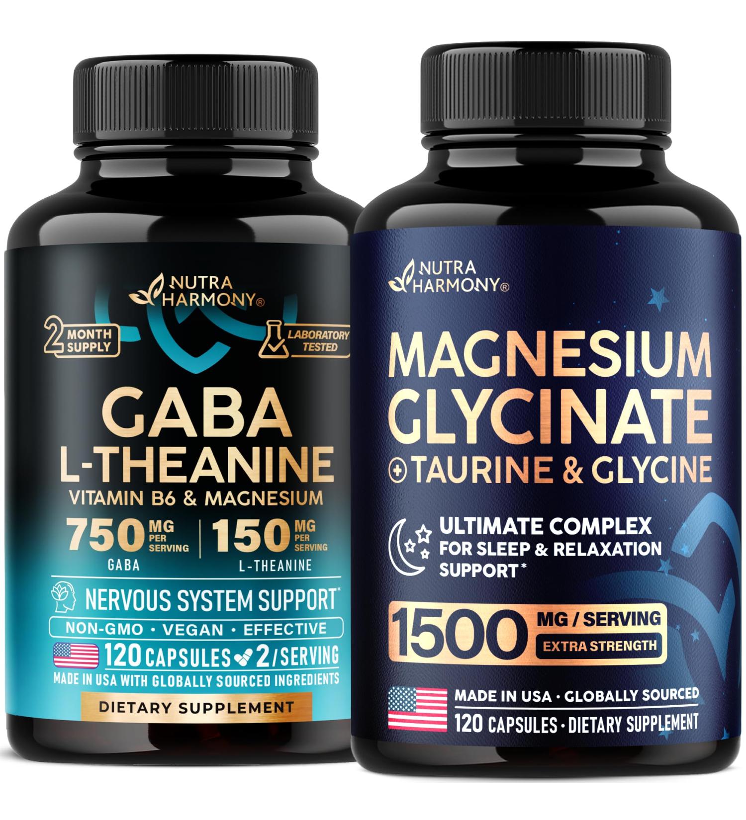 NUTRAHARMONY GABA L-Theanine & Magnesium Glycinate with Glycine Capsules