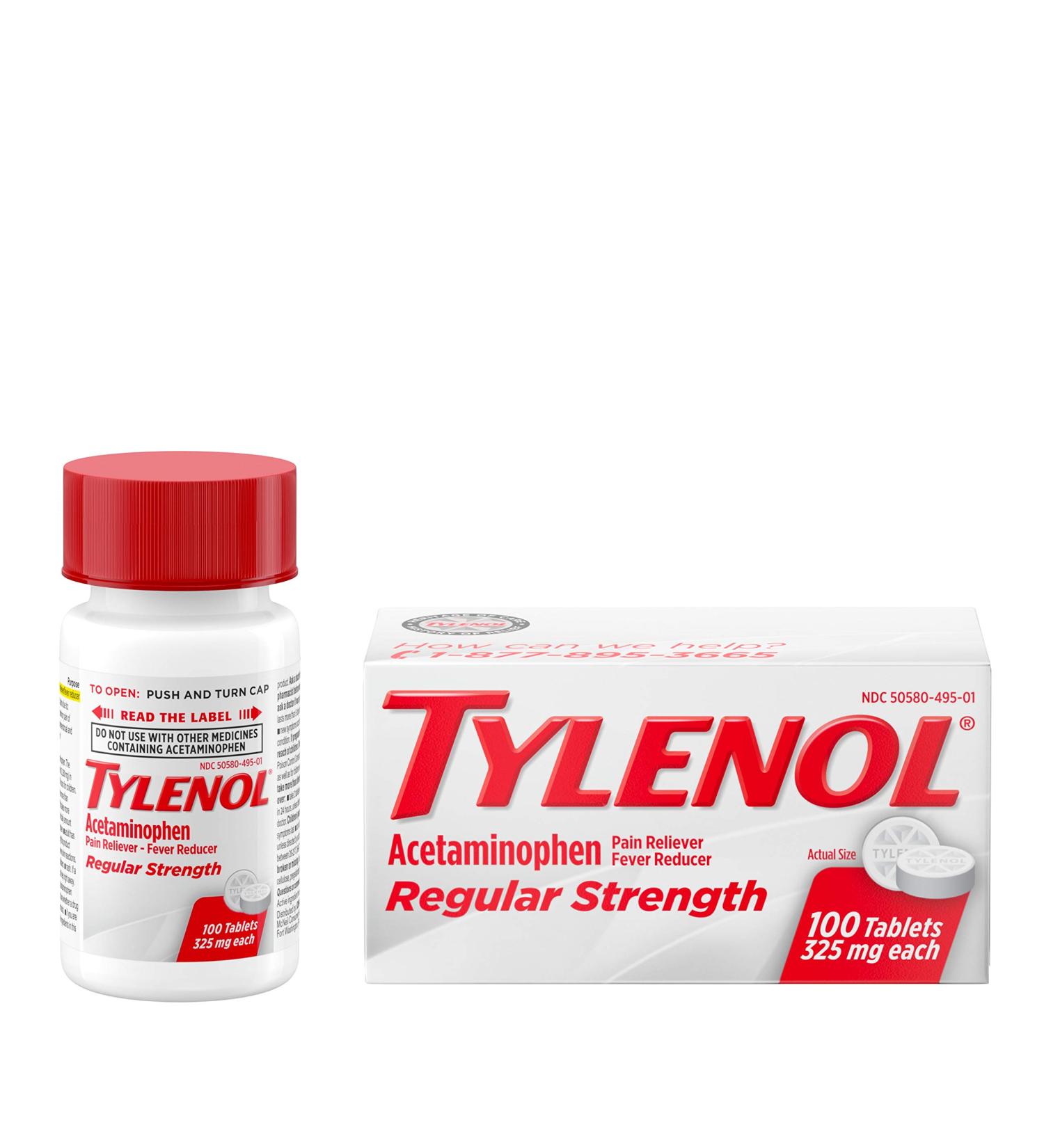 Tylenol Regular Strength Tablets - Acetaminophen Pain Relief 100 ct - Buy Online on GoSupps.com
