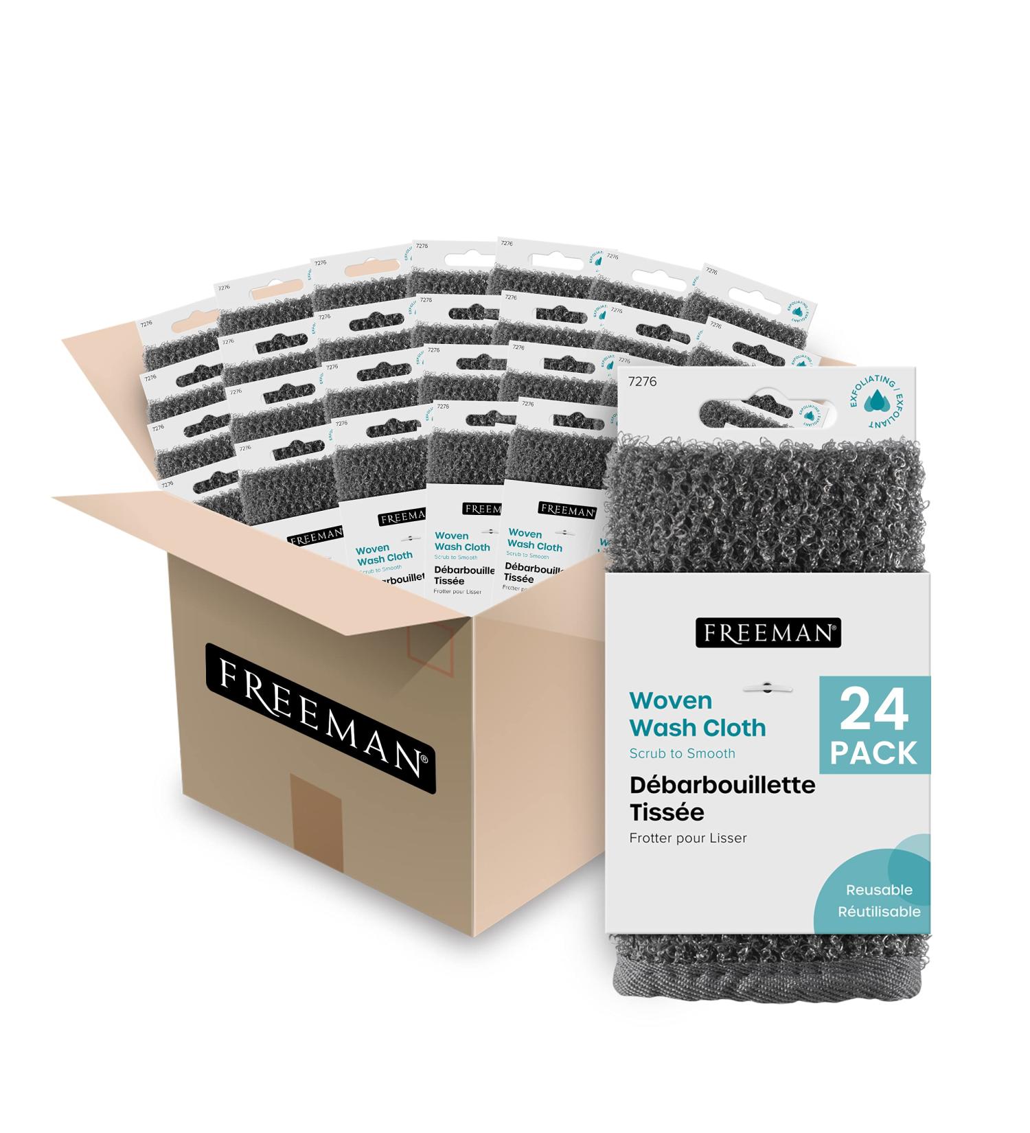 Freeman Exfoliating Woven Wash Cloth - 24 Count - Deep Cleansing for Bath & Shower - Removes Dead Skin, Dirt & Impurities - Self-Tanner Removal & Prep - Men & Women - Buy Online on GoSupps.com