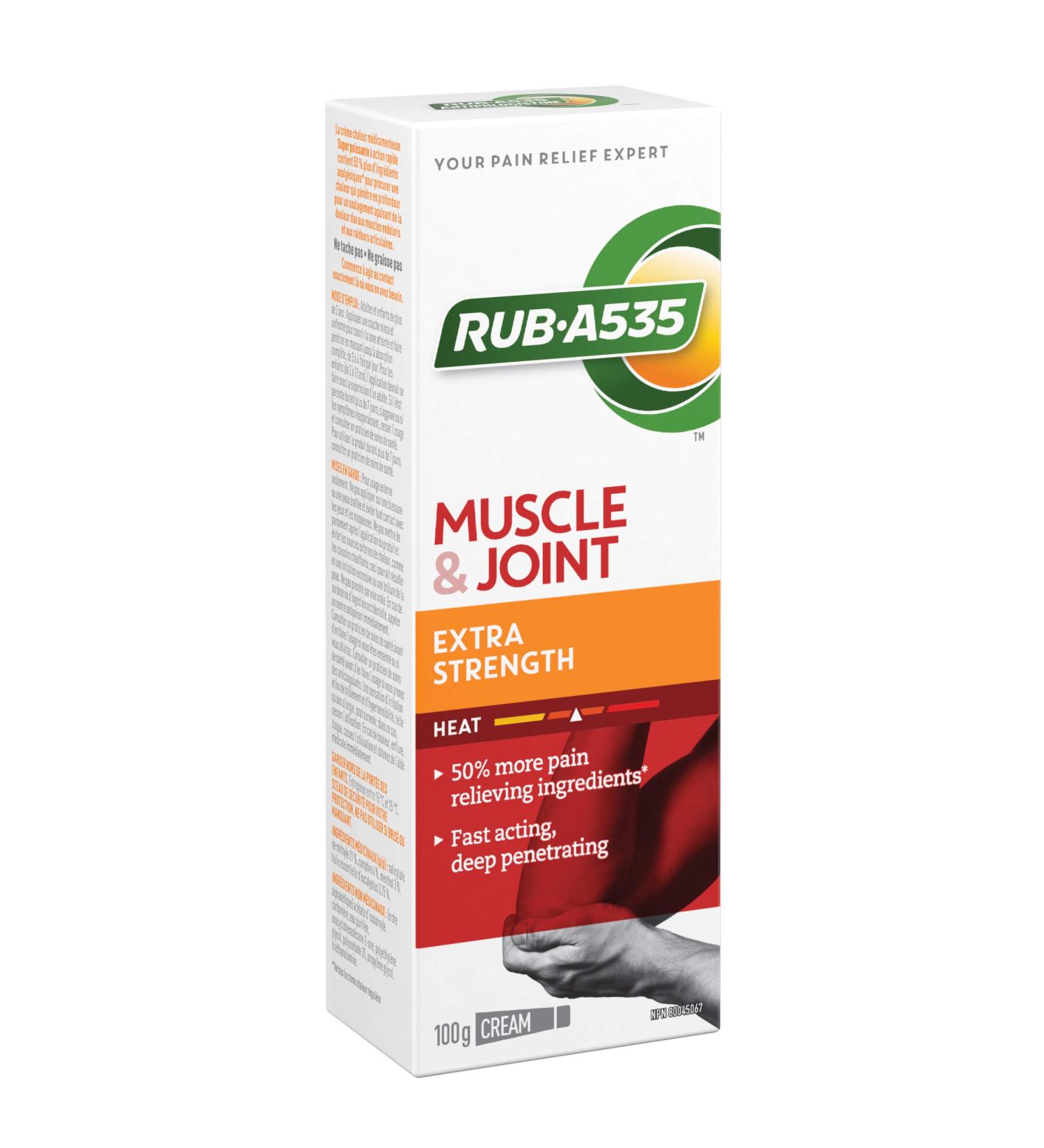 RUB A535 Extra Strength Cream - Arthritis, Rheumatic, Muscle, Joint & Back Pain Relief - 100g - Buy Online on GoSupps.com
