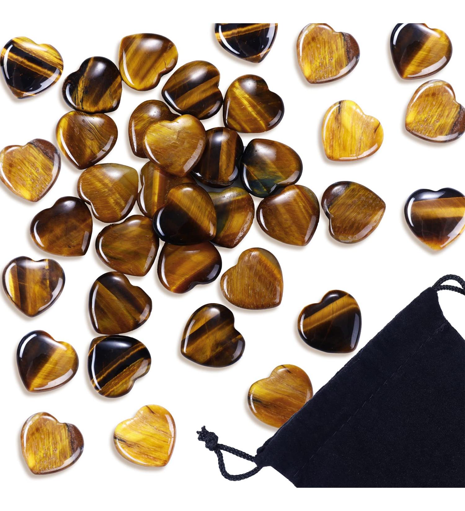 24 Pcs 0.8 Rose Quartz Amethyst Aventurine Tiger Eye Love Stones Set with Black Flannelette Bag - Reiki Balancing Wedding Gift - Buy Online on GoSupps.com