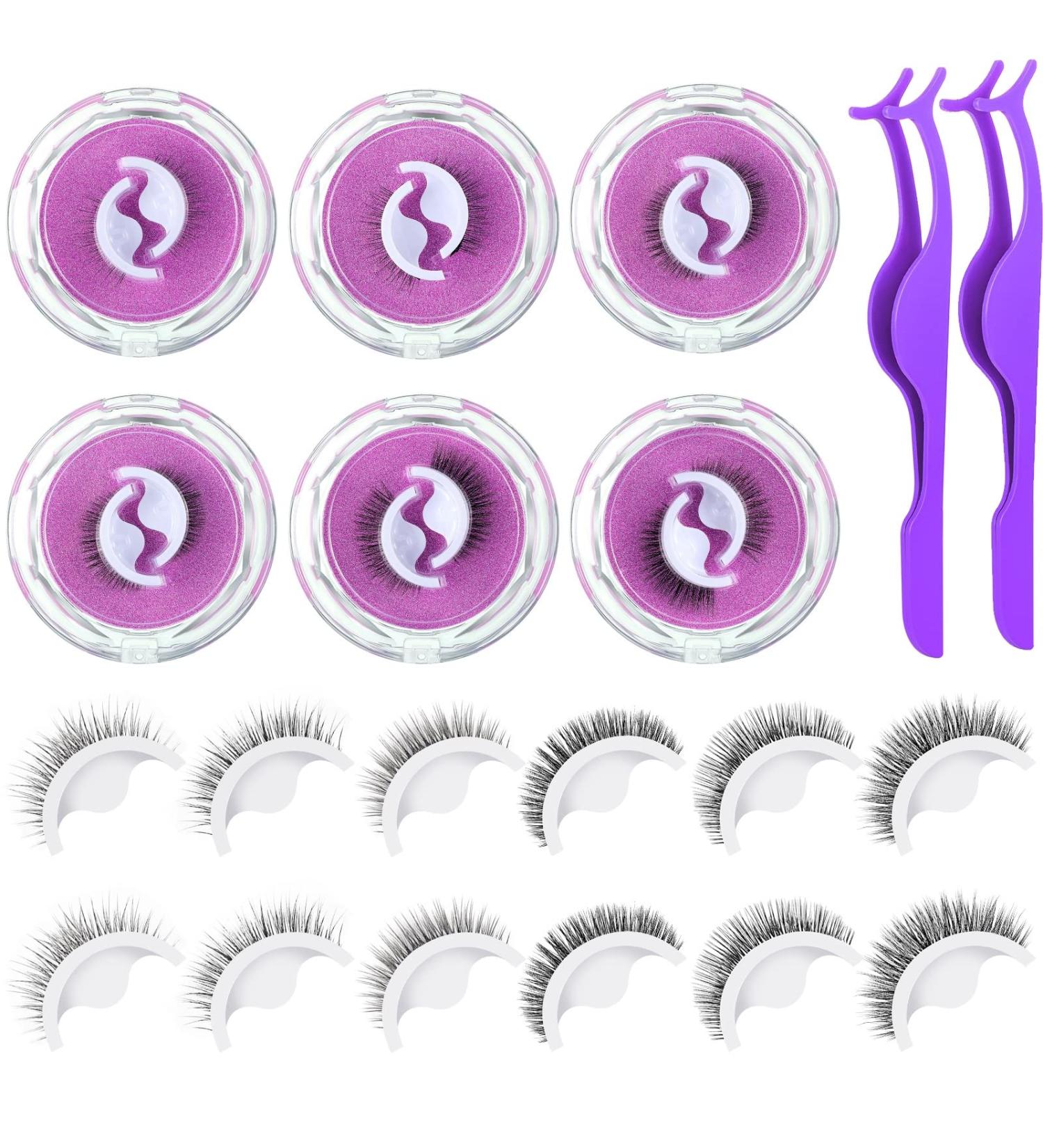 Self-Adhesive Reusable Eyelashes - Waterproof, Stable & Easy to Apply | No Glue Needed | 6 Pairs with Tweezers | Perfect Makeup Gift for Women (Cool Style) - Buy Online on GoSupps.com