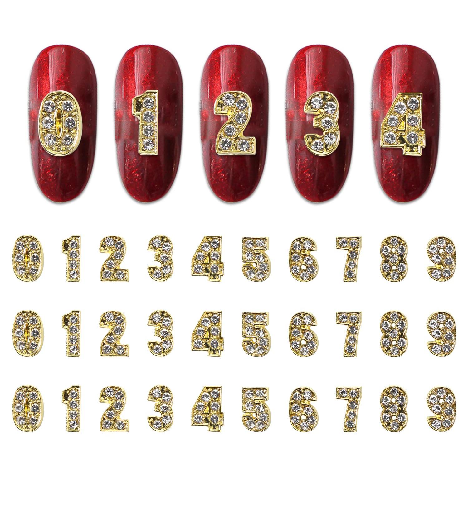 WOKOTO 30pcs Gold Number Nail Charms - 3D Nail Art Charms for Acrylic Nails - Alloy Nail Rhinestones and Charms - Nail Gems - Gold Nail Jewels for Women - Buy Online on GoSupps.com