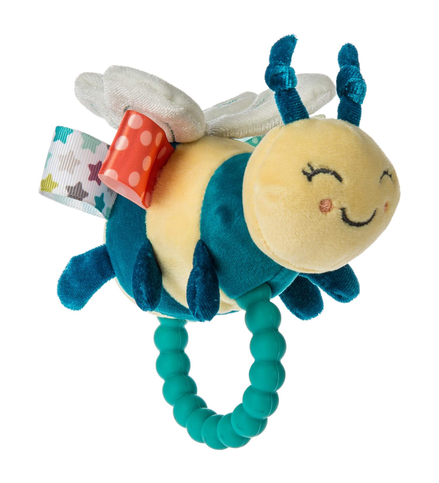 Taggies Teether Baby Rattle Soft Toy  5-Inches  Fuzzy Buzzy Bee