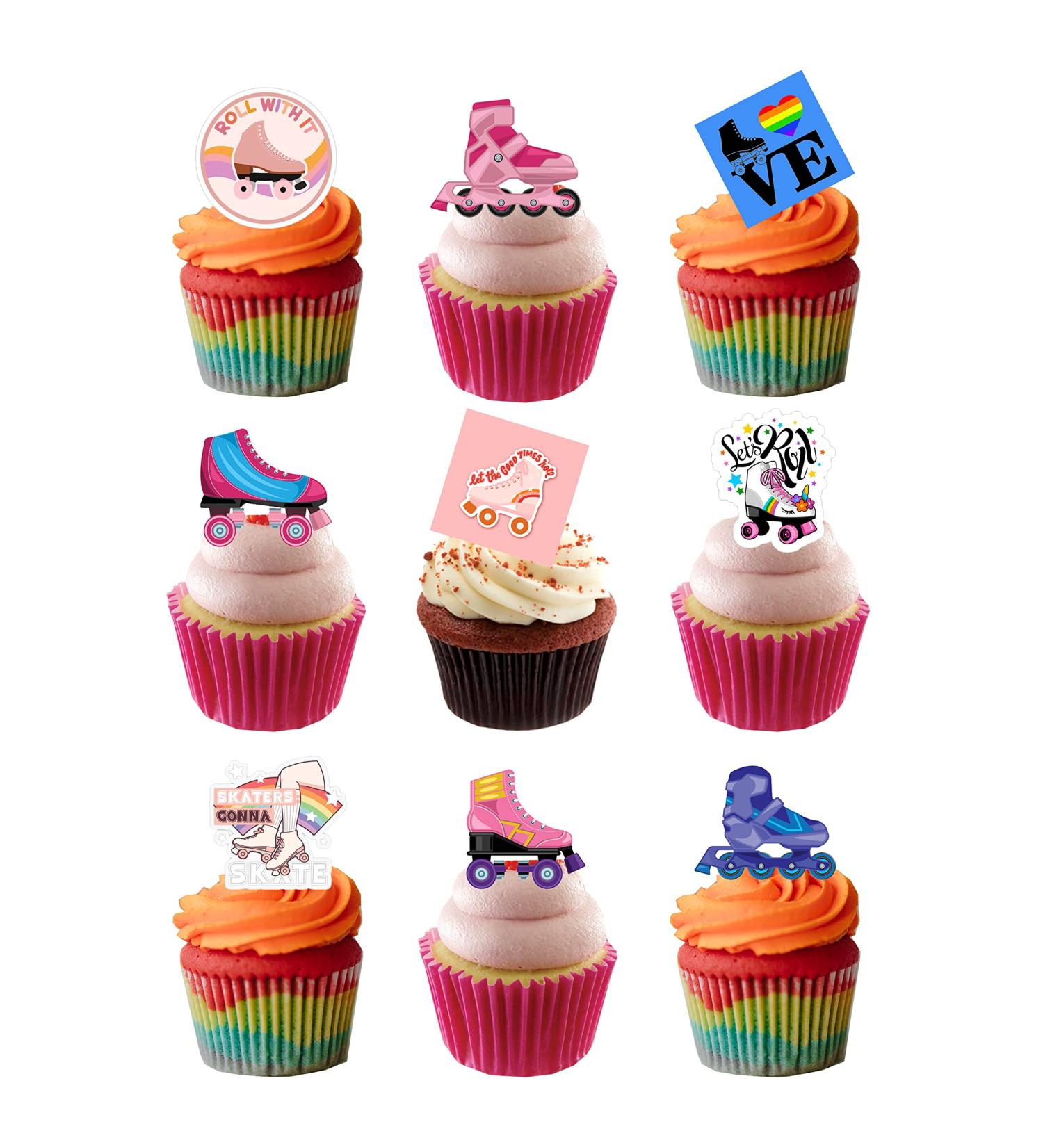 Top That 30 Stand Up Roller Skating Skate Themed Edible Wafer paper Cake Toppers Decorations