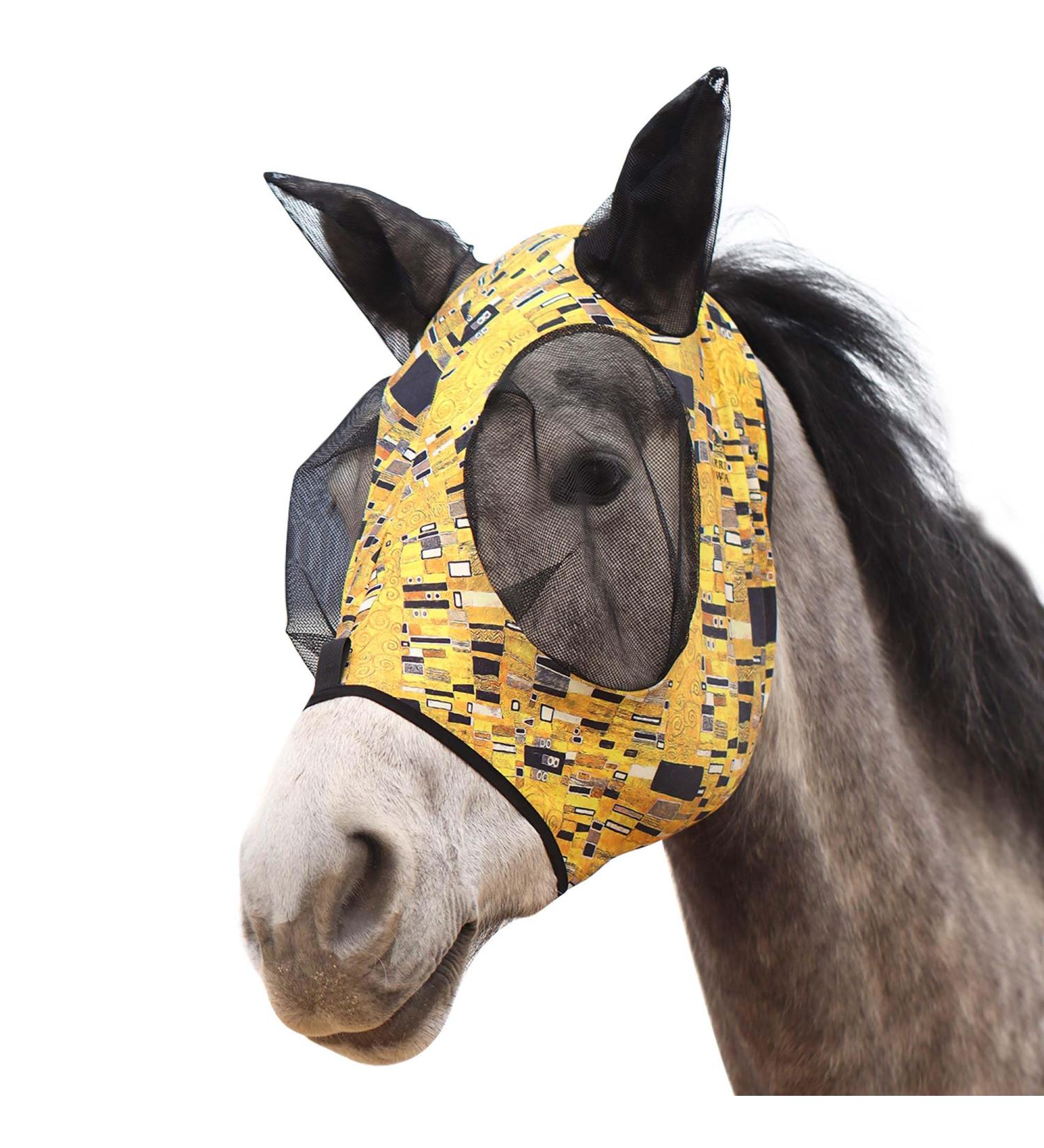 Harrison Howard Fly Mask for Horses | Super Comfortable UV Protection | Elastic Fit & Exclusive Golden Prints | Size M Medium - Buy Online on GoSupps.com