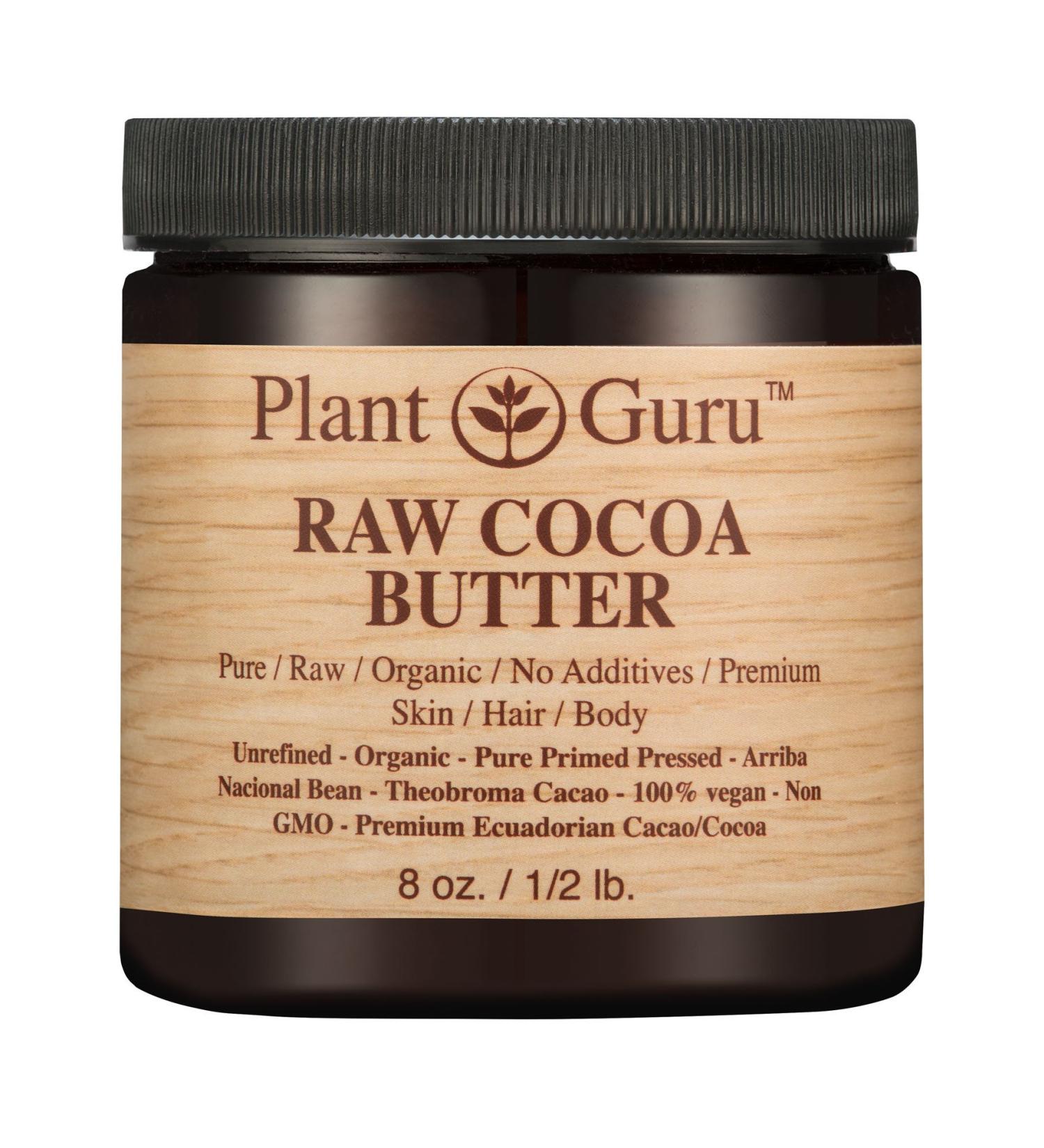 Raw Cocoa Butter 8 oz. 100% Pure Fresh Natural Cold Pressed. Skin Body and Hair Moisturizer DIY Creams Lip Balm Lotion and Soap Making