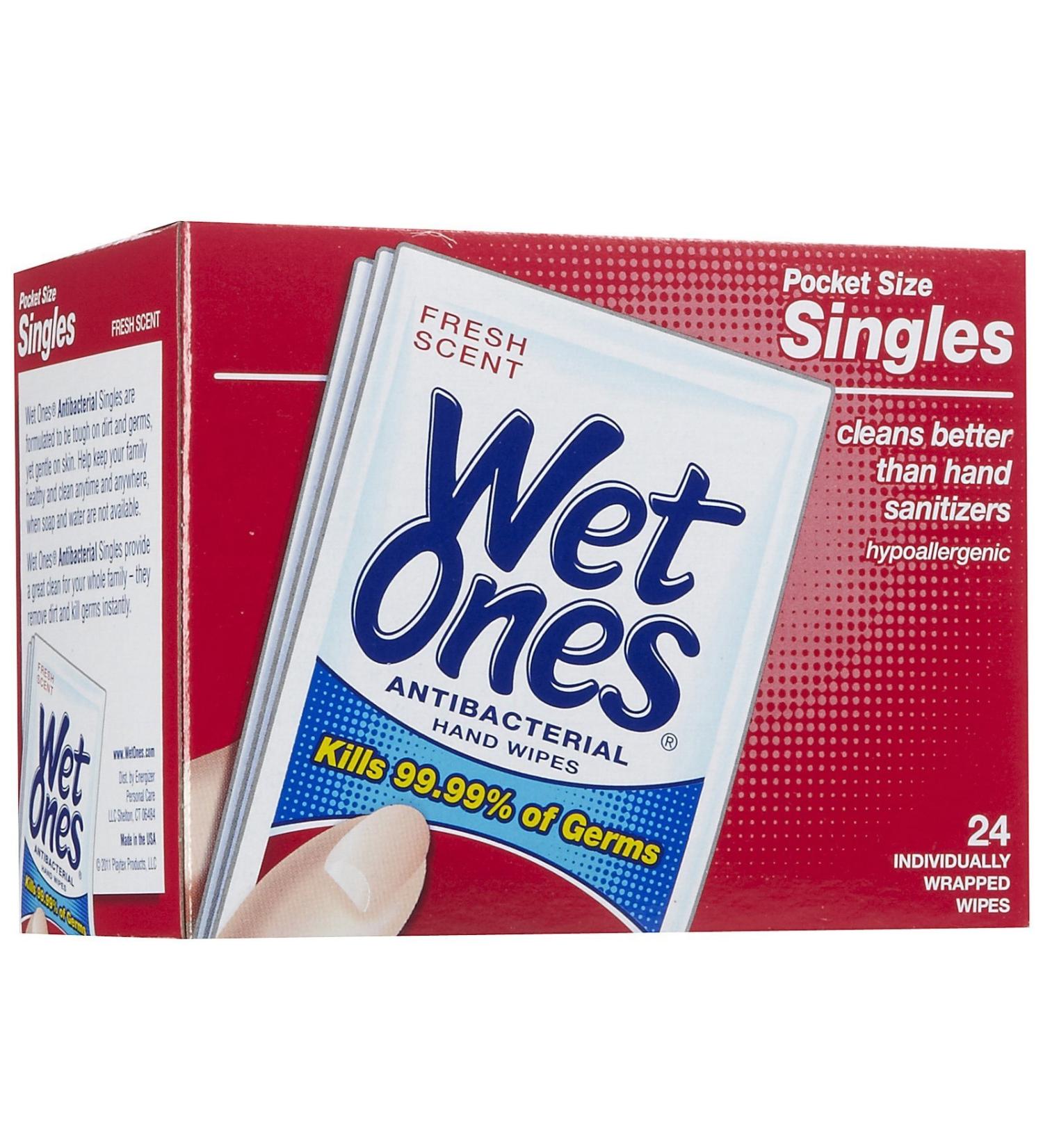 Energizer Wet Ones Antibacterial Hand Wipes Singles - 24 Ct