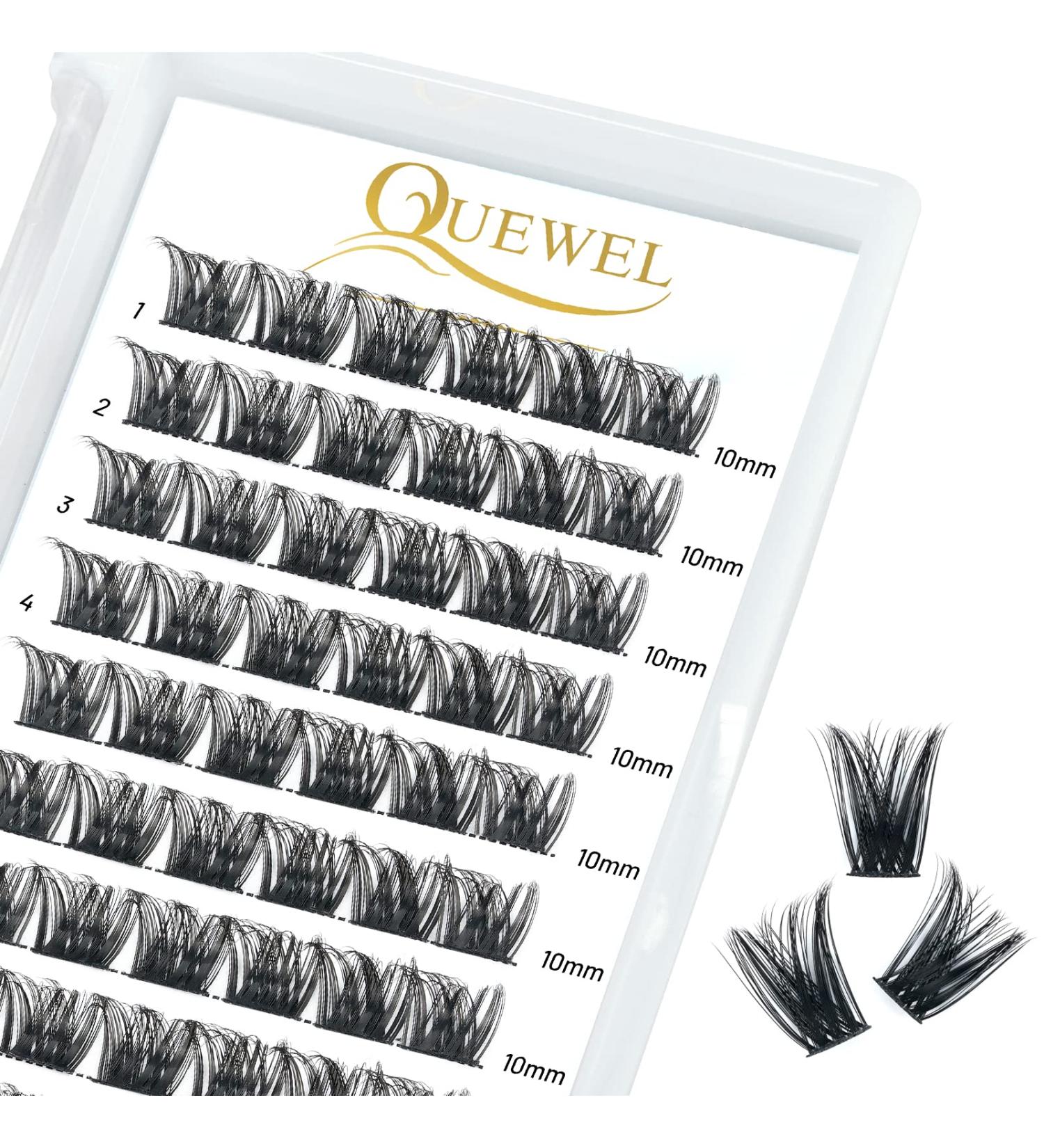 Buy Quewel Individual Eyelash Cluster Lashes - D Curl 10mm (72 Sticks) for DIY Extensions | Honey 01-D10mm - International Shipping Available - Buy Online on GoSupps.com