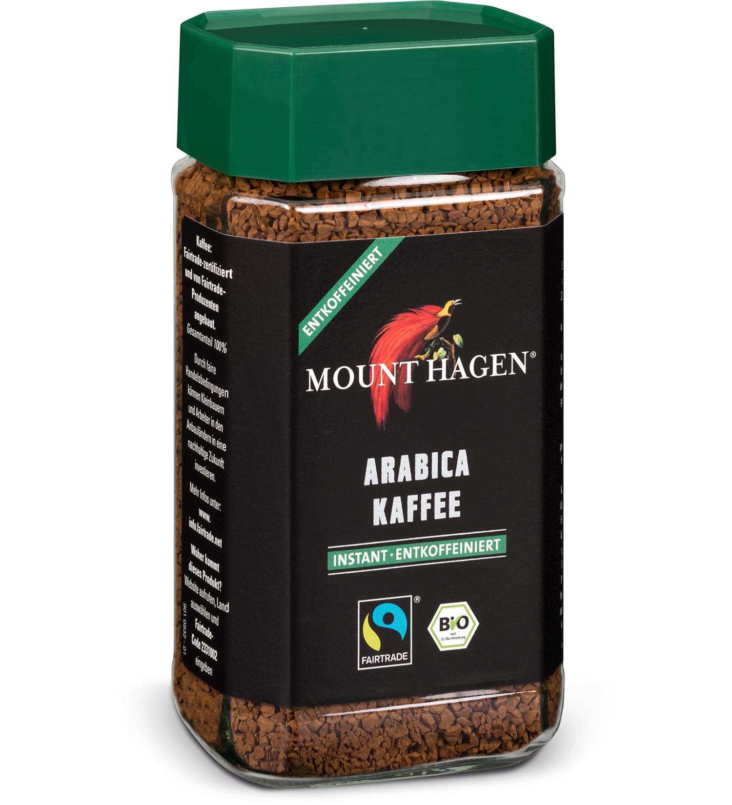 Mount Hagen Organic Instant Arabica Coffee Decaffeinated (6 x 100 gr) 100 g (Pack of 6)