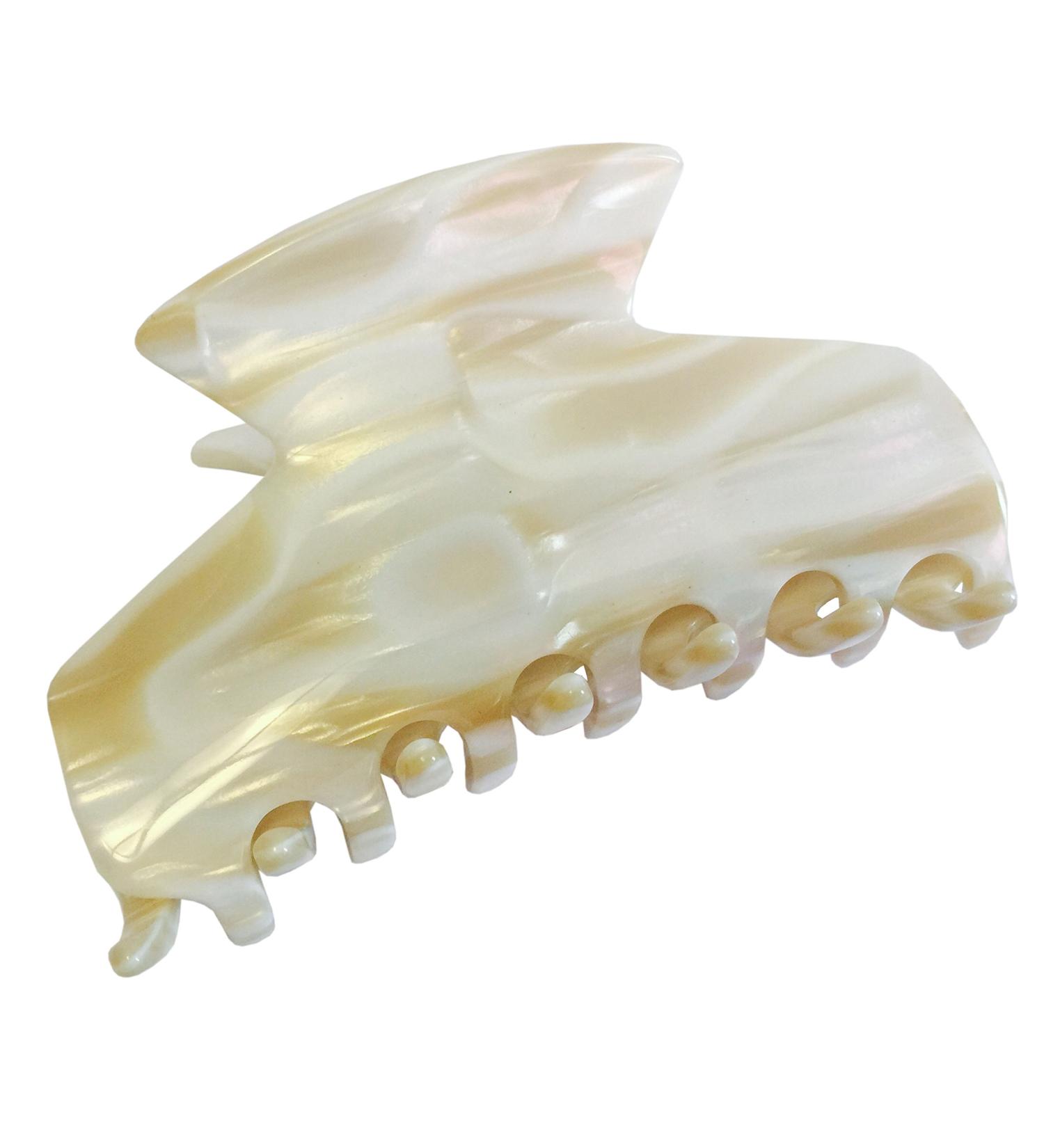 French Amie Chic Ivory Handmade Large 3 Jaw Hair Claw Clip - Durable & Styling Hair Accessory for Women - Made in France - Buy Online on GoSupps.com