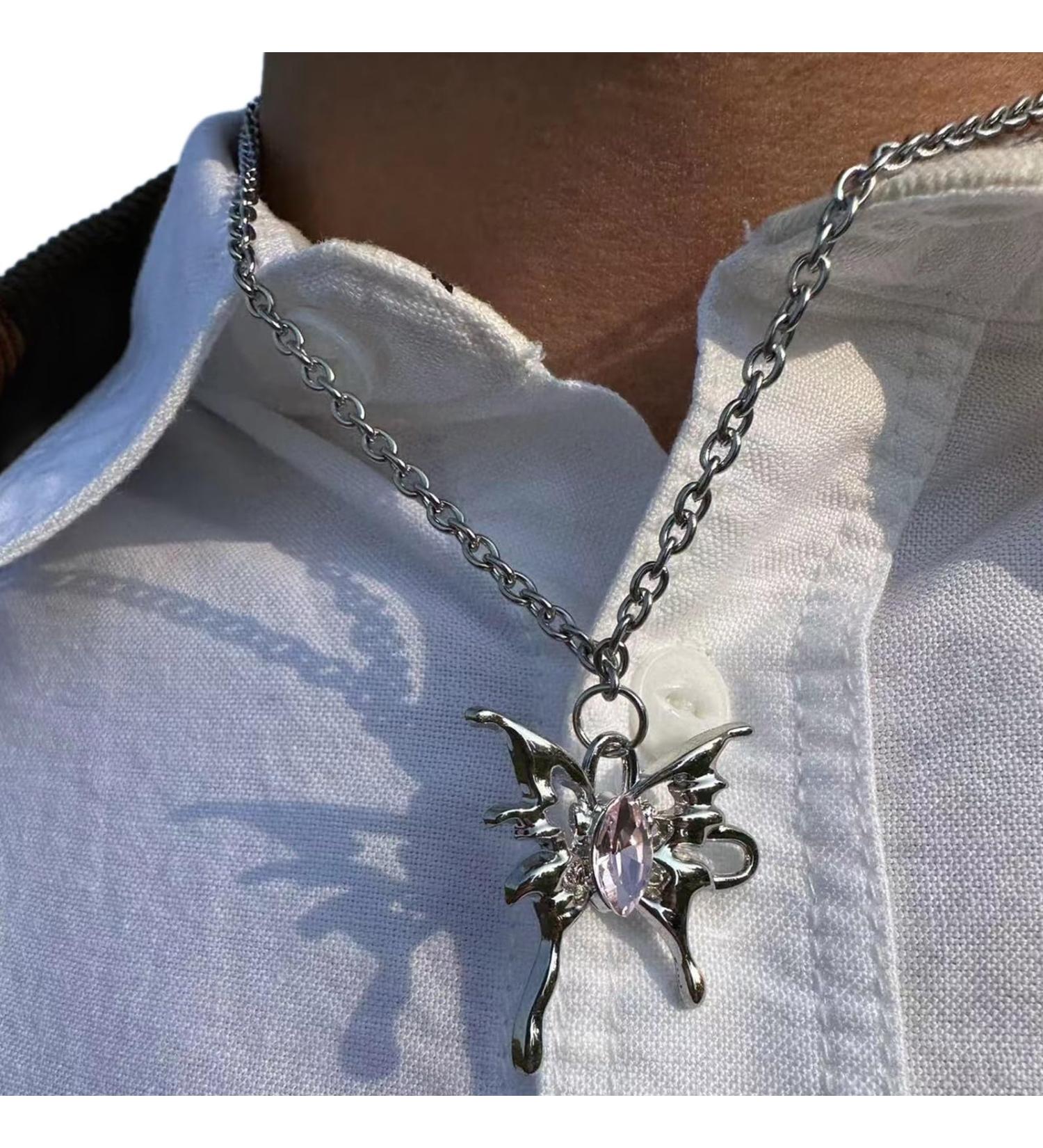 Oralgo Irregular Crystal Butterfly Necklace - Elegant Collarbone Chain for Women | Unique Student Jewelry - Buy Online on GoSupps.com