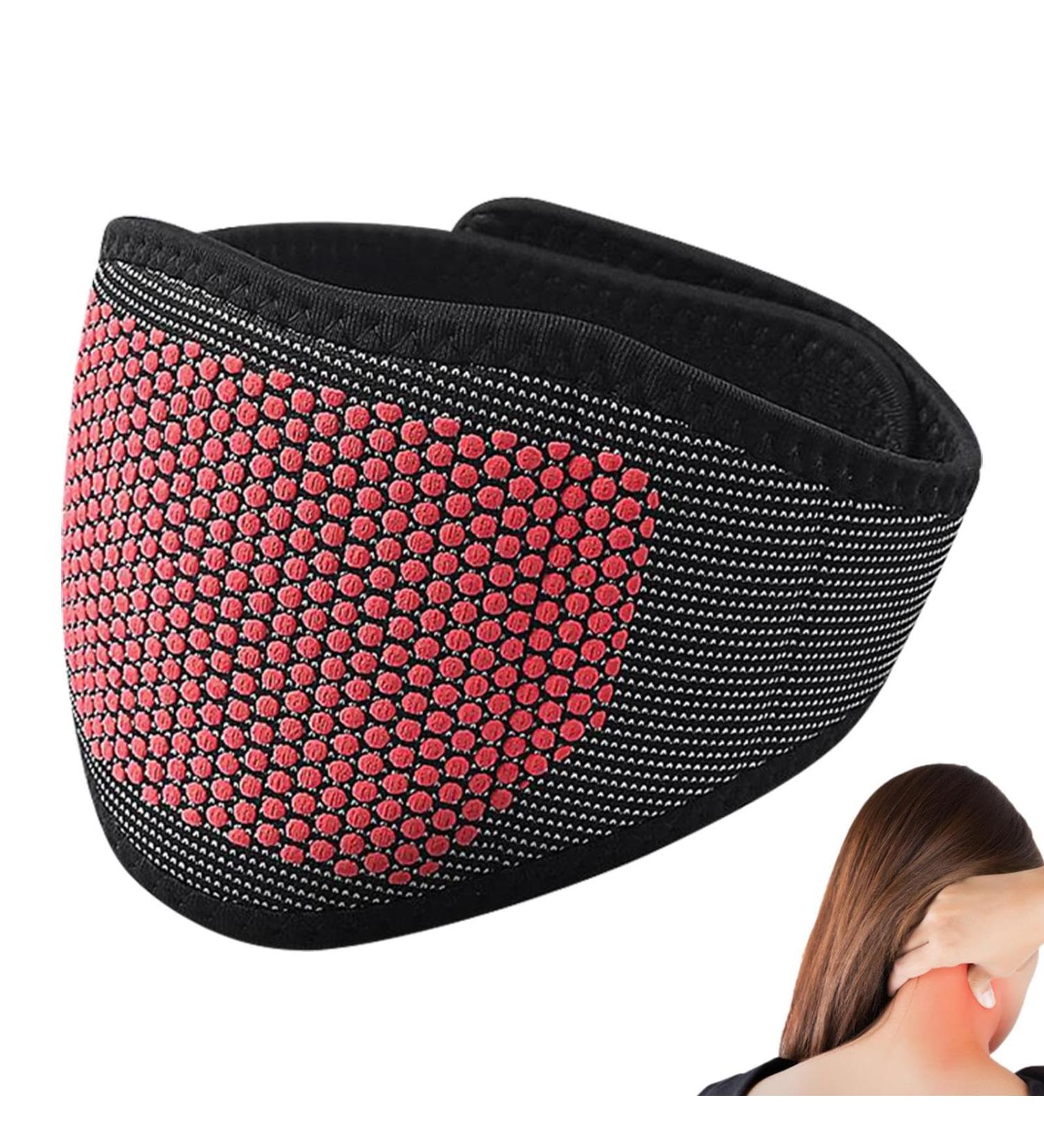 Moxeupon Heated Neck Support - Adjustable Thermal Neck Bandage | Magnetic Fiber & Growth Extract | Home Heating Pillows for Men & Women (Black-Red Dot) - Buy Online on GoSupps.com