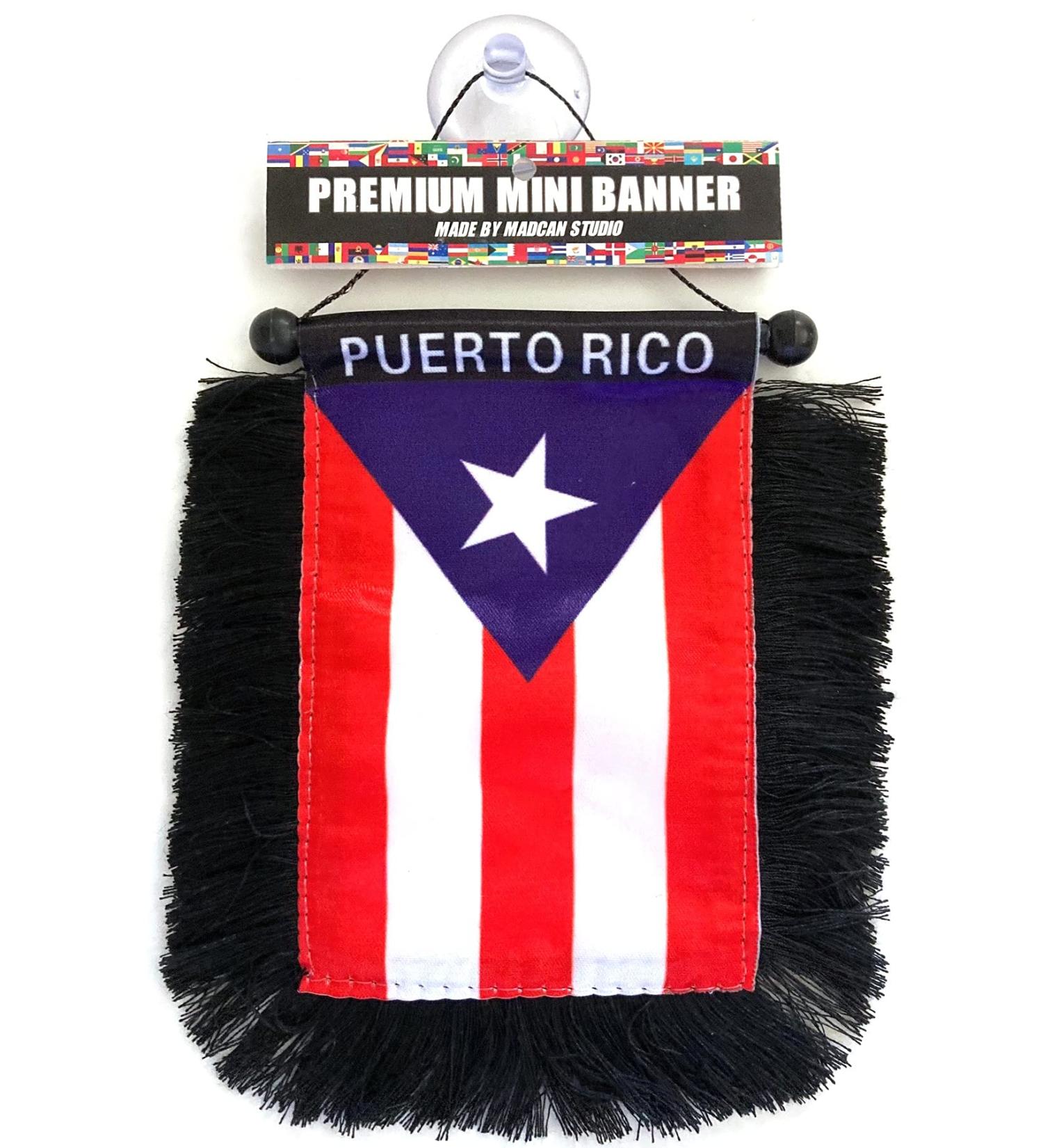Puerto Rico Car Flag Decals - Quality Mini Banner for Windows - Puerto Rican PR Home Accessories - Ideal Car Flag Accessory for Men and Women - Buy Online on GoSupps.com