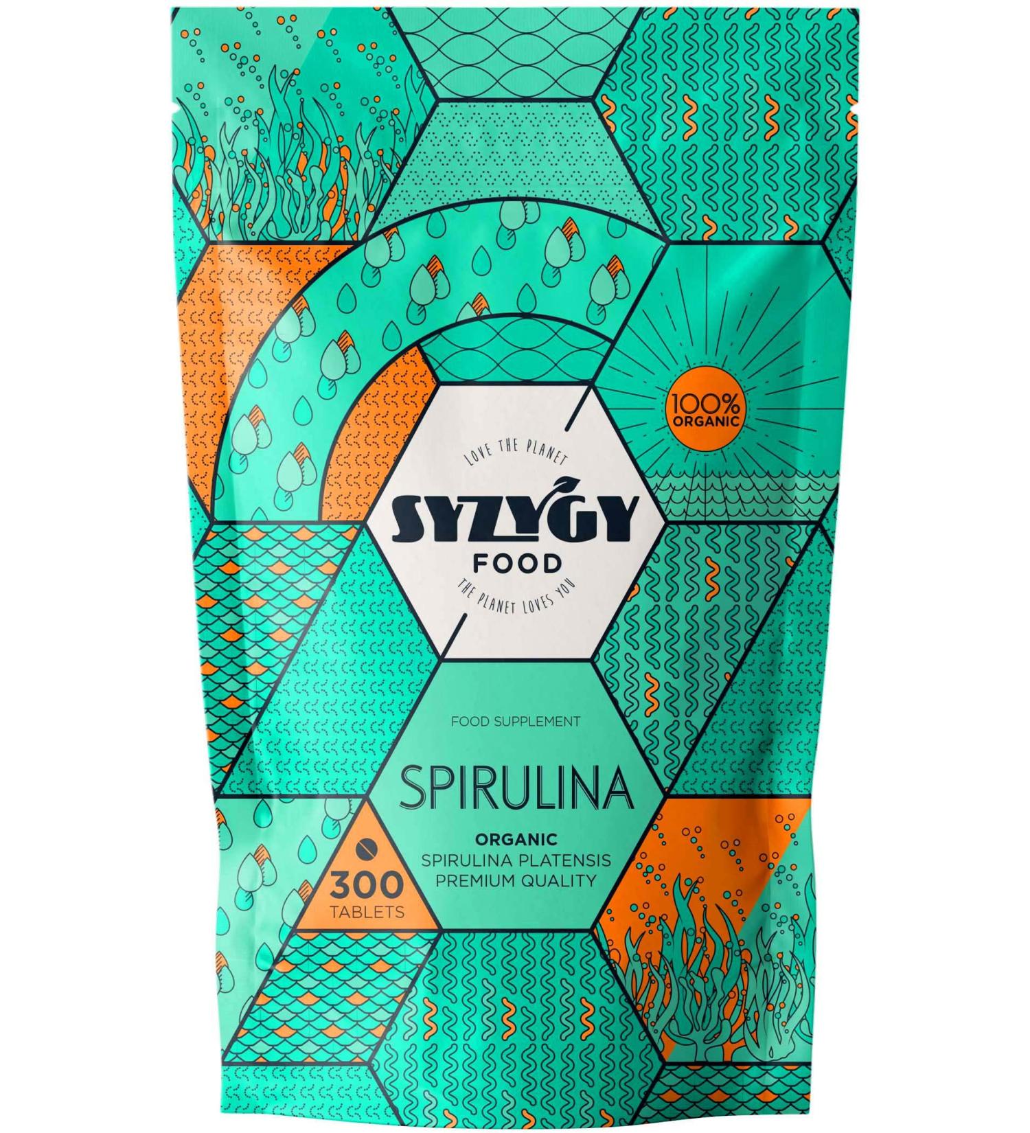 SYZYGY FOOD | Certified Organic Spirulina | 300 Tablets of 500mg | 99% Pure Organic Spirulina | DETOX - Vegan - Vegetable Protein - Satiety - Appetite Control - Iron - Minerals - Buy Online on GoSupps.com
