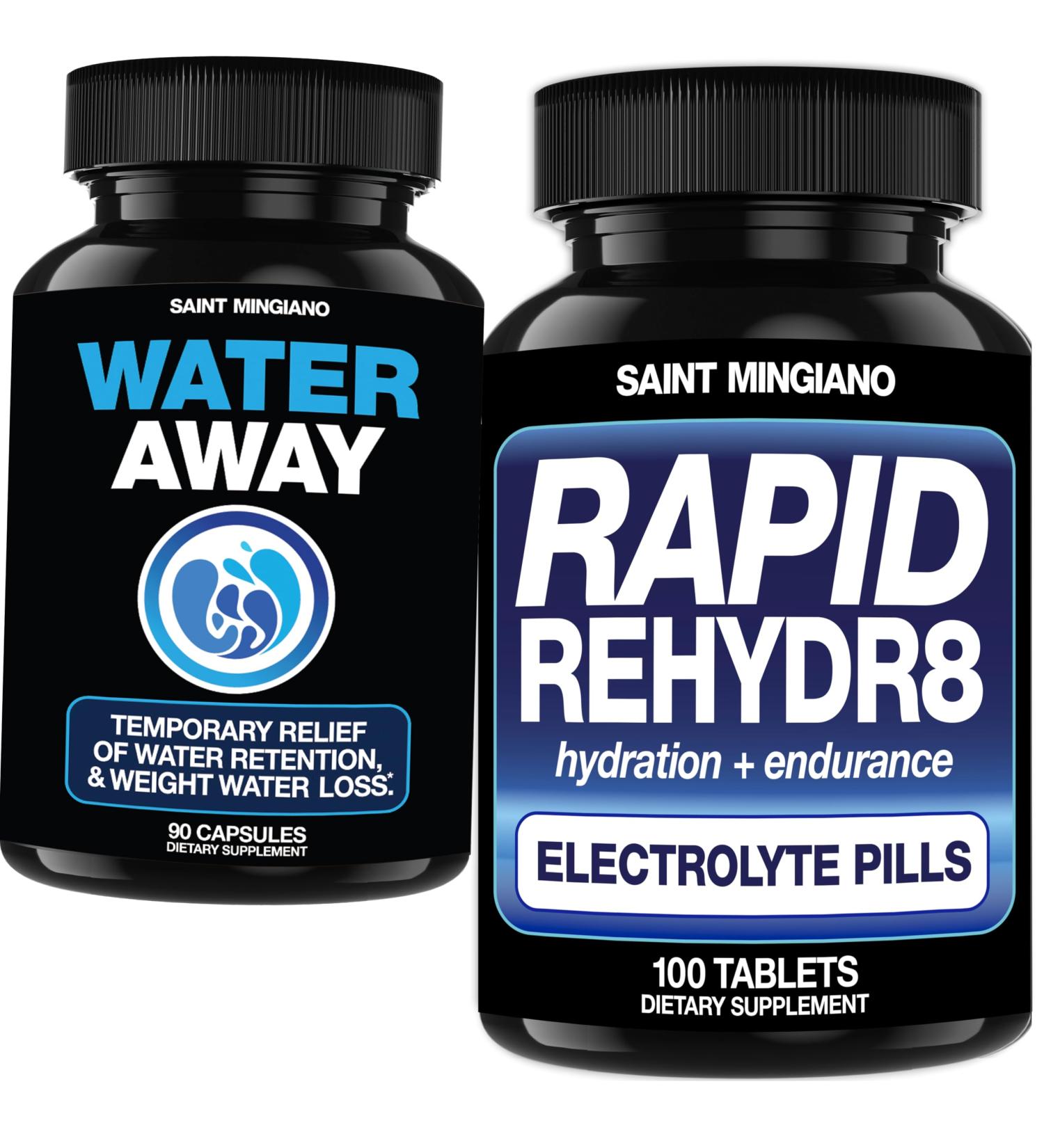Saint Mingiano Rapid Rehydr8 Electrolyte Tablets 100 Capsules - with - Water Away - Diuretic Water Pills - Buy Online on GoSupps.com