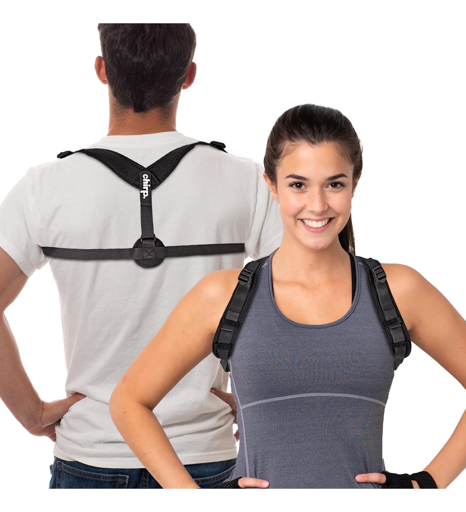 Chirp Upper Back Posture Corrector for Men and Women - Adjustable Shoulder and Back Brace for Posture Alignment - Black - Buy Online on GoSupps.com