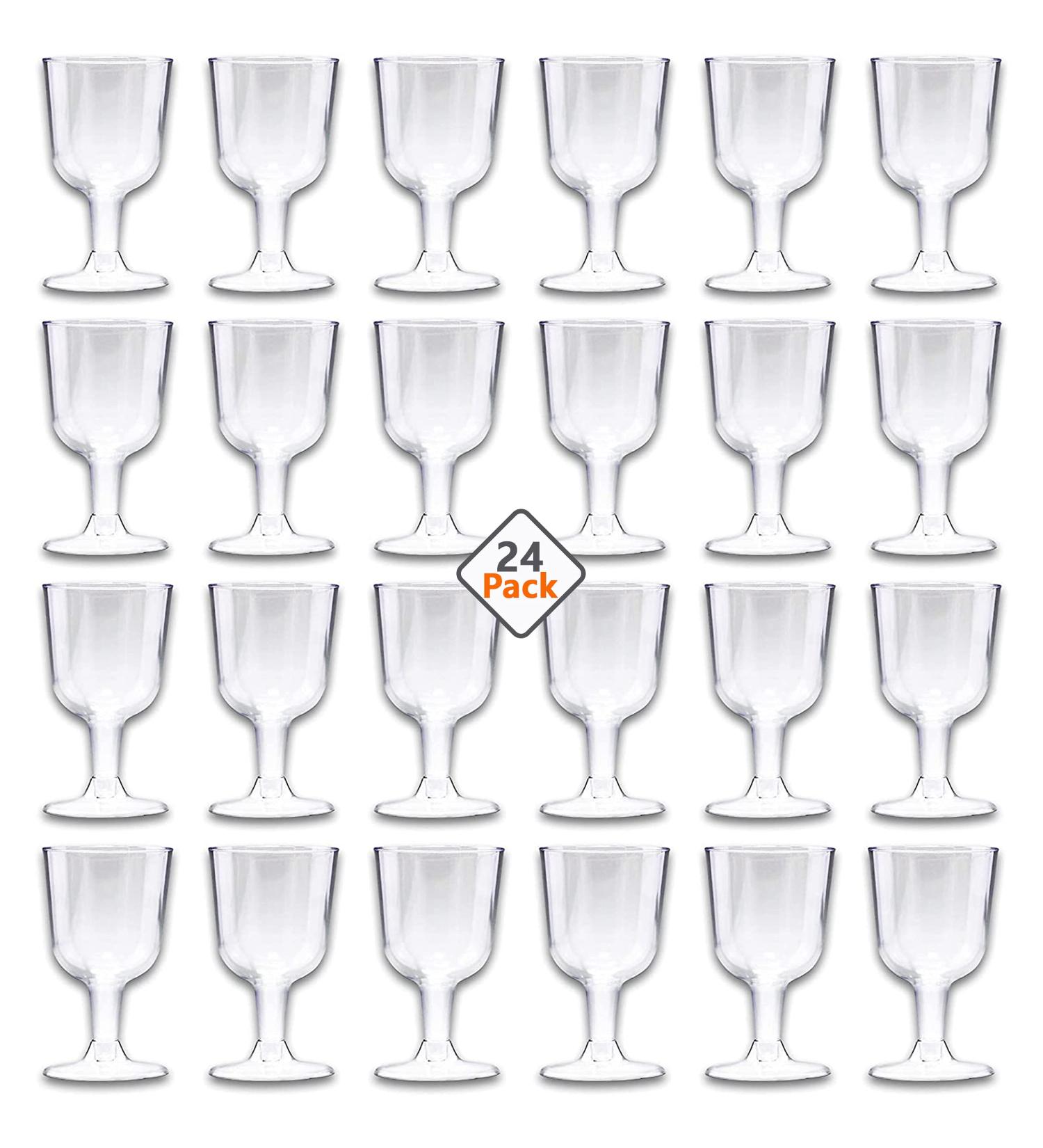 Momentum Brands Disposable Wine Glasses For Parties  24 Count Plastic Wine Glasses Bulk (Clear, 6.4 oz)