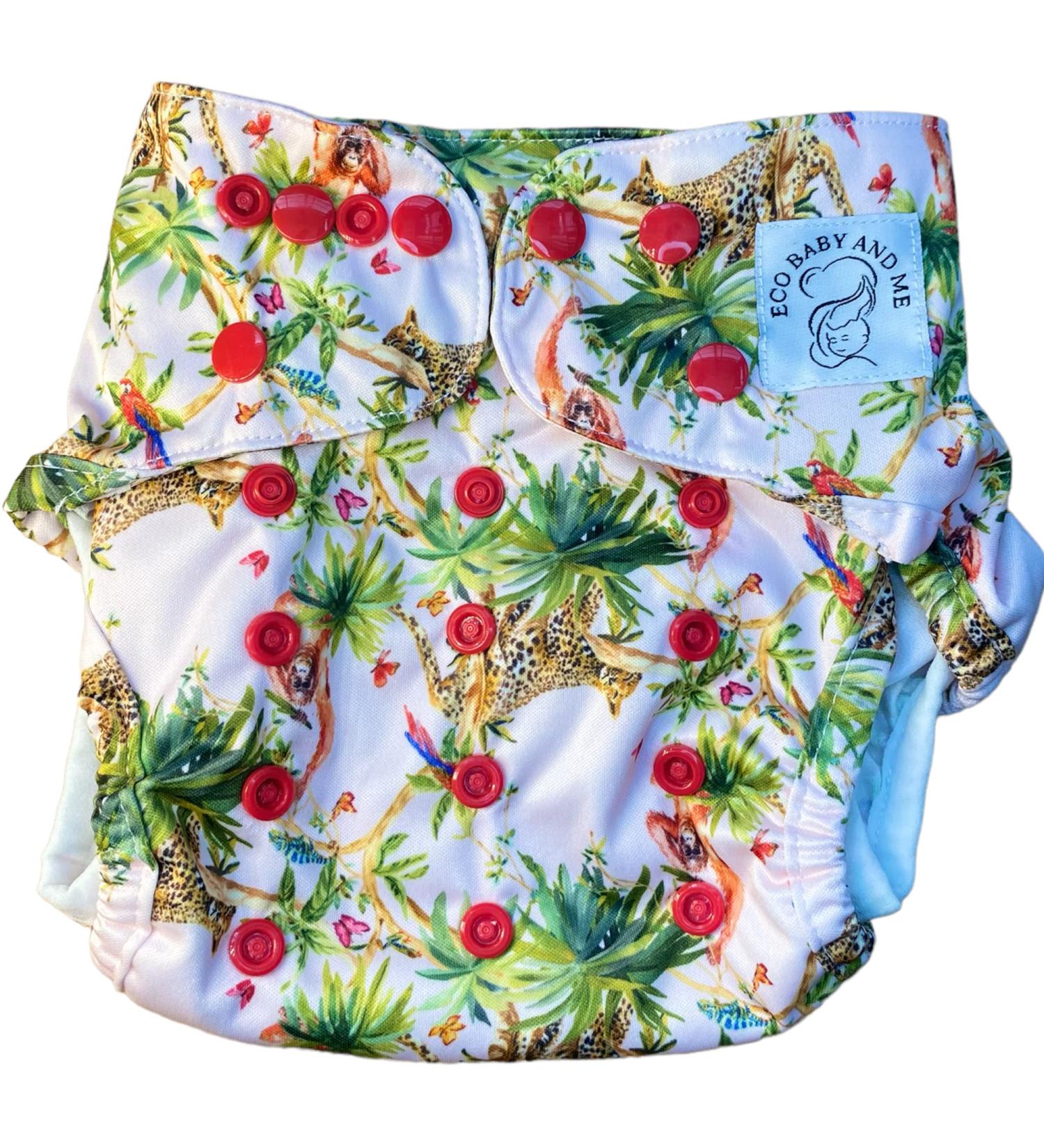 Reusable Eco Baby Ai2 Cloth Nappy Cover with Bamboo Insert - Jungle Fever Print - Buy Online on GoSupps.com
