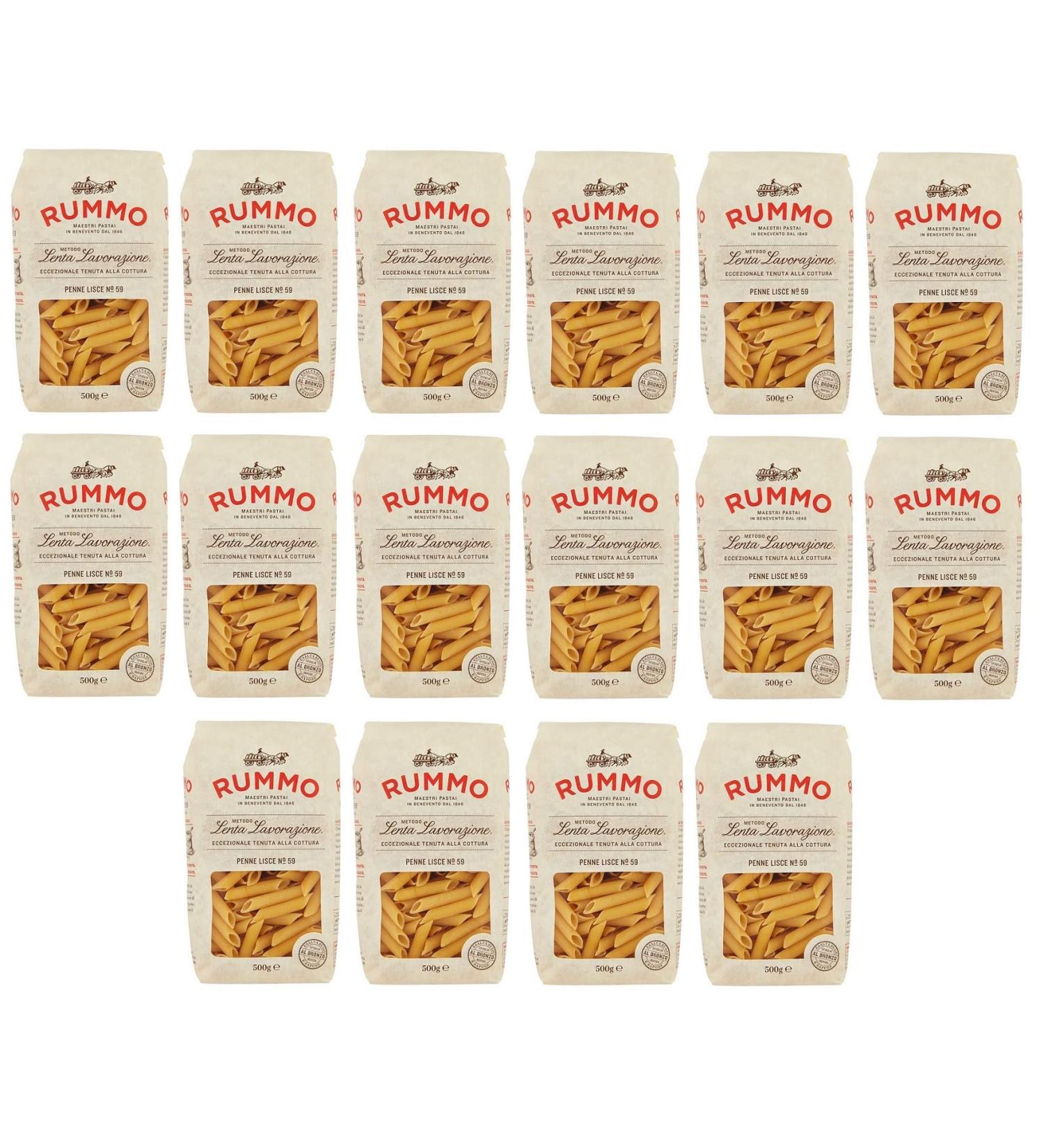  Italian Gourmet E.R. Rummo Pack of 16 Penne Lisce pasta no. 59 made from durum wheat semolina Bronze pasta 500g - Buy Online on GoSupps.com