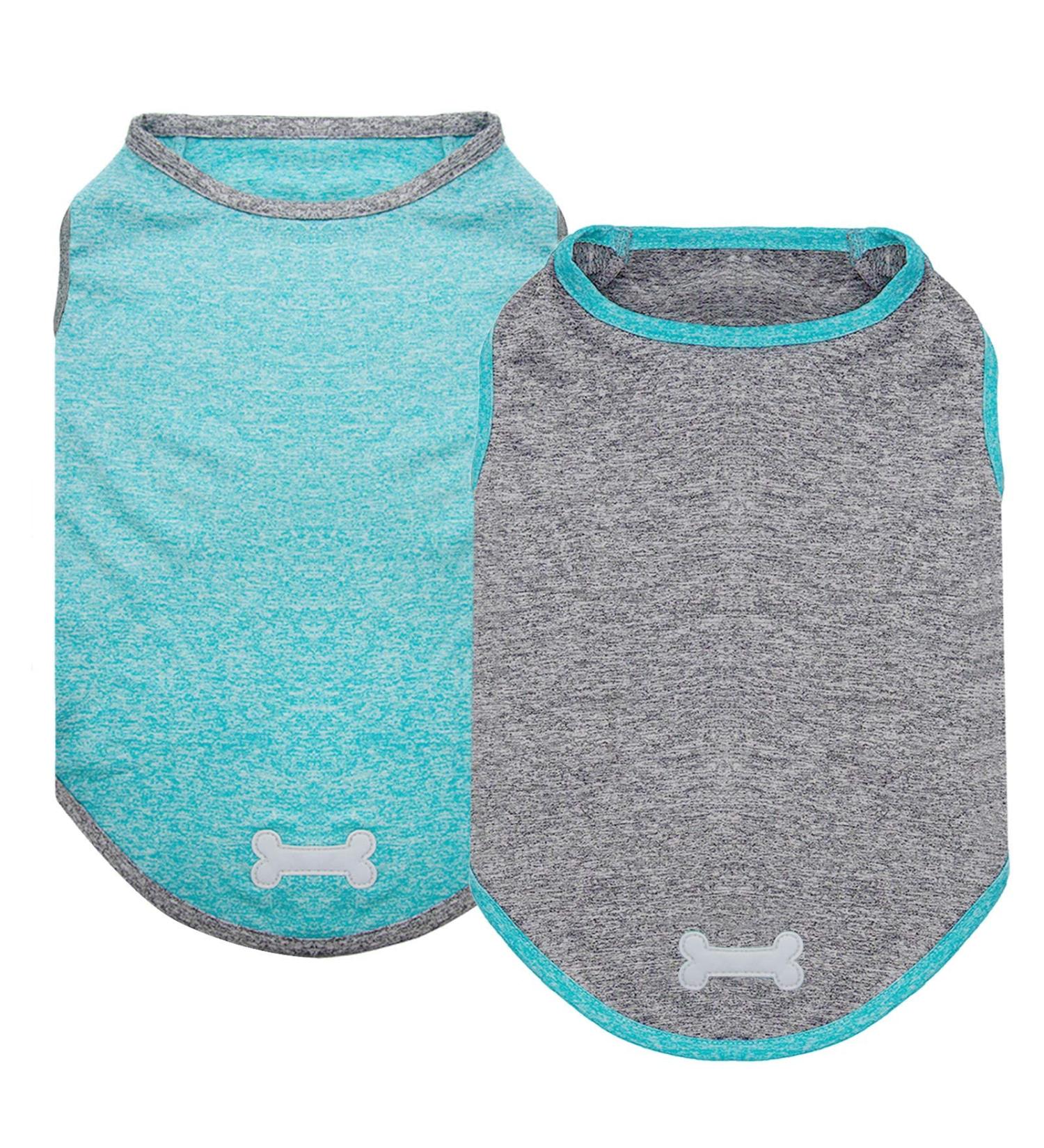 KYEESE 2 Pack Sun Protection Dog Shirts - Reflective Label Tank Top for Small Medium Dogs - Grey+Blue - Size 18 - Buy Online on GoSupps.com