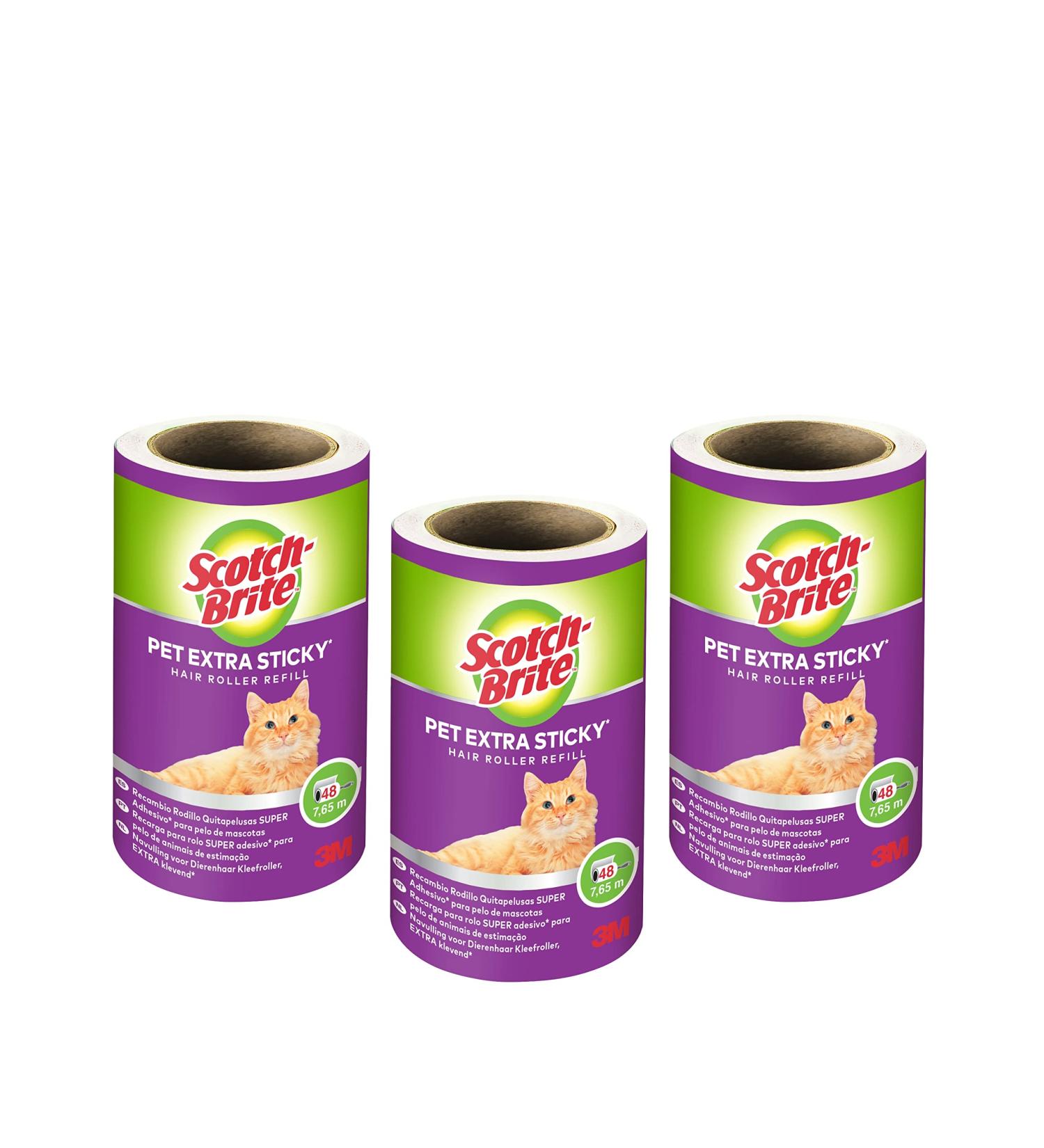 Scotch-Brite Pet Extra Sticky Lint Roller - 3 Rolls 144 Layers | Best for Dog & Cat Hair Removal | International Shipping Available - Buy Online on GoSupps.com