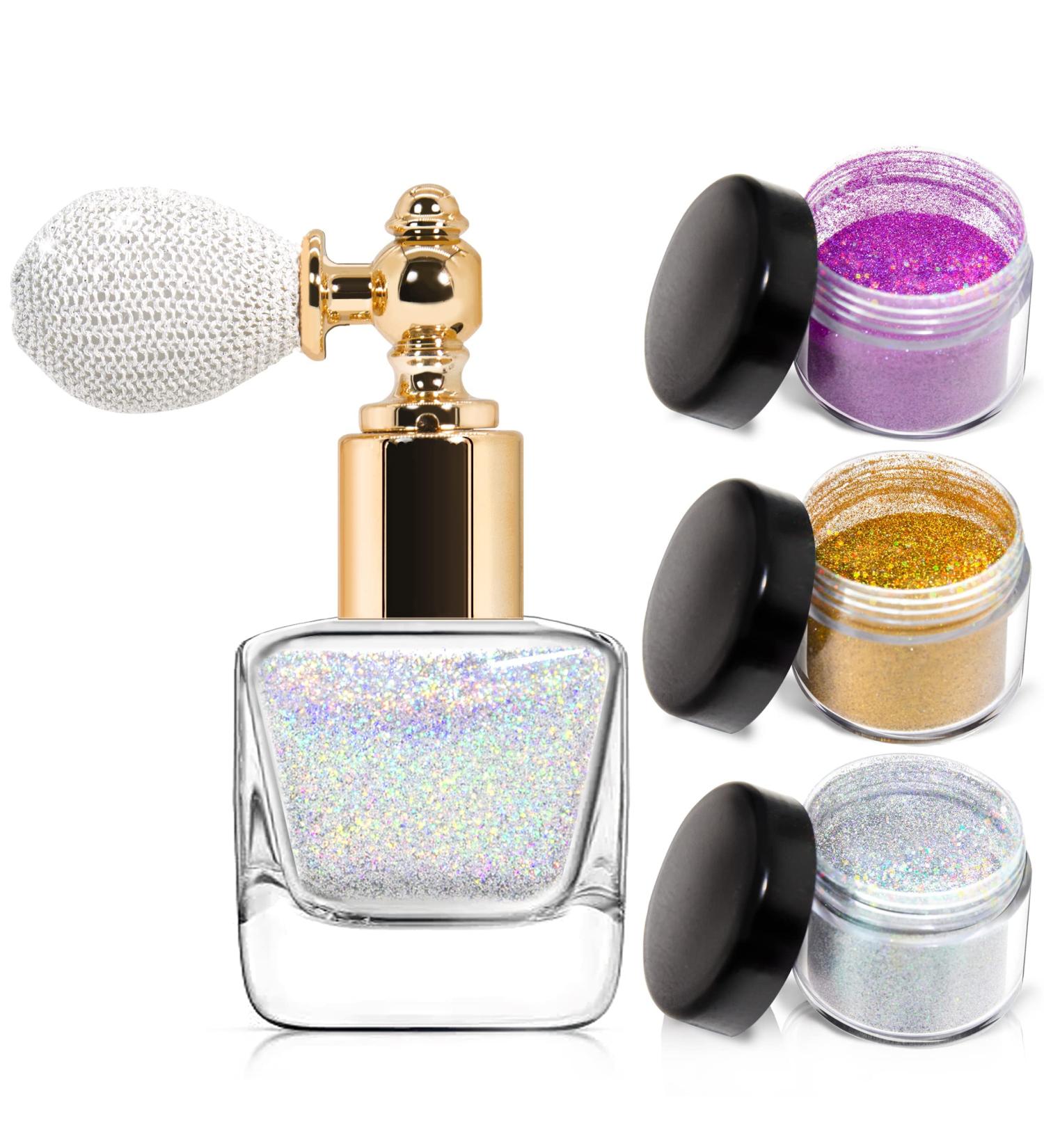 NewBang Body Glitter Spray Set - Silver, Gold, Pink Shimmer Highlighter Loose Powder - for Body, Face, Hair, Clothes, Nails - Includes Empty Spray Bottle - Buy Online on GoSupps.com