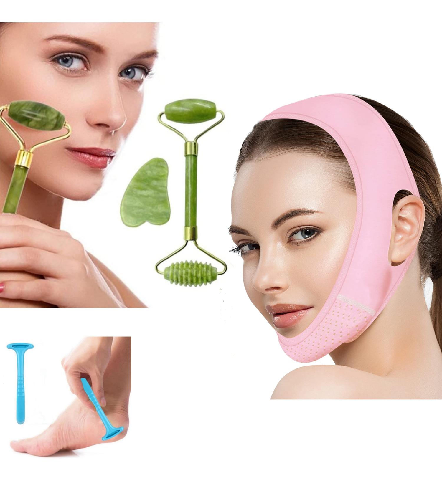 3-in-1 Face and Foot Care Package: Chin Strap, Jade Roller, Foot Heel Callus Remover - Buy Online on GoSupps.com