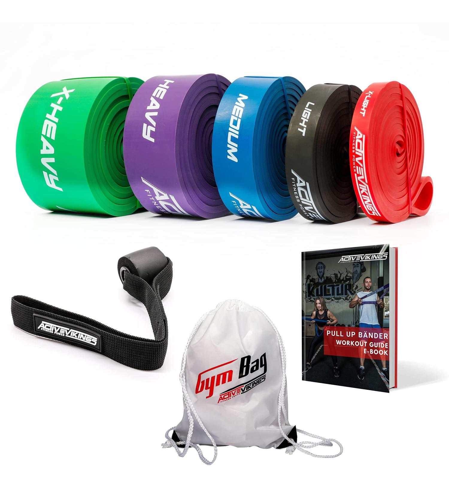 Activevikings Pull-Up Fitness Bands | Perfect for Muscle Building & CrossFit | Complete Set with Gym Bag | Resistance Tapes & Straps for Calisthenics - Buy Online on GoSupps.com
