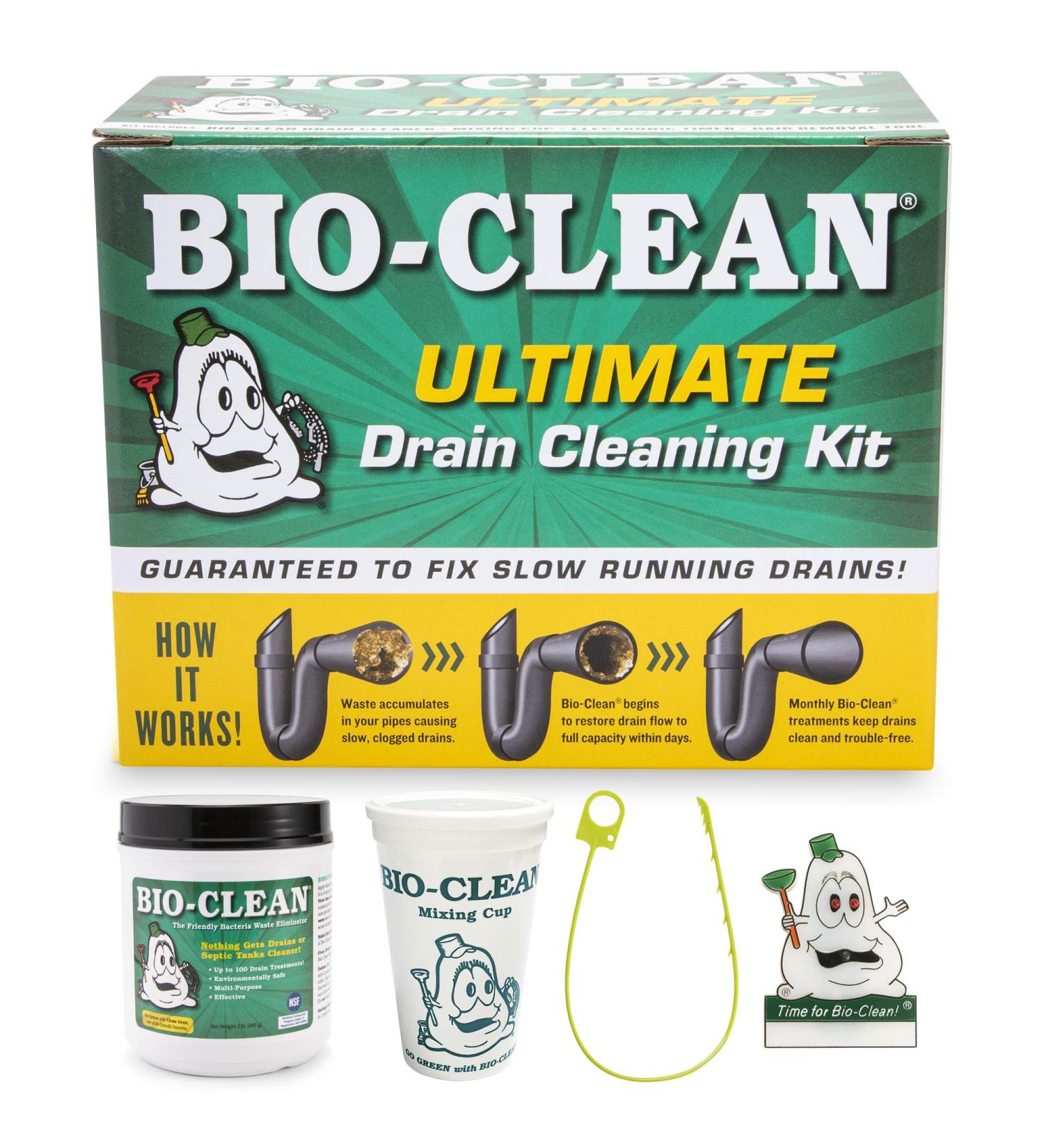 Bio-Clean Ultimate Drain Cleaning Kit - All Natural, 100% Guaranteed - Removes Fats, Oils, Grease - For Drains, Septic Tanks, Grease Traps - Buy Online on GoSupps.com