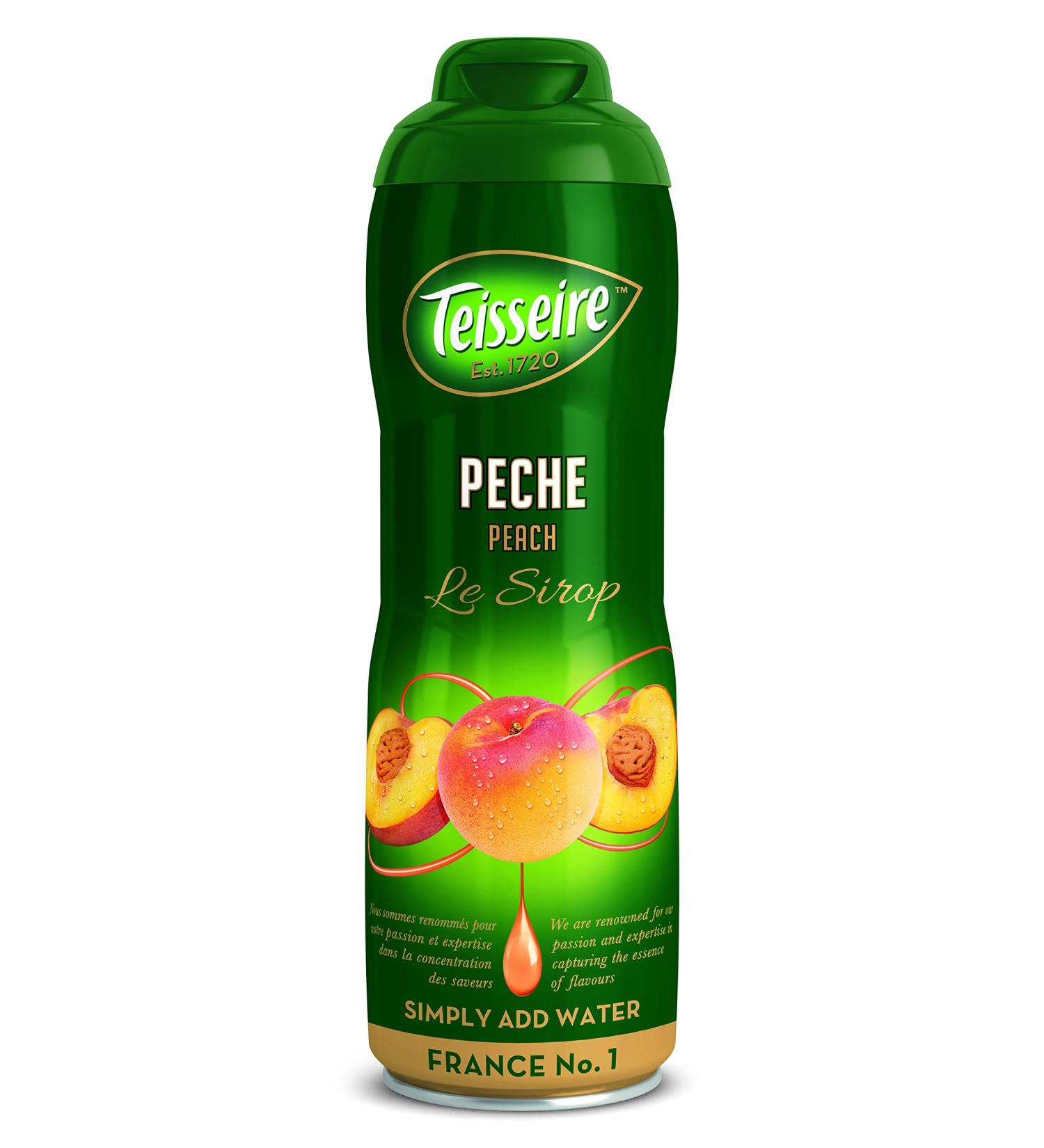Teisseire Peach Drink Syrup 600ml – Syrup that tastes like the fruit (pack of 6)
