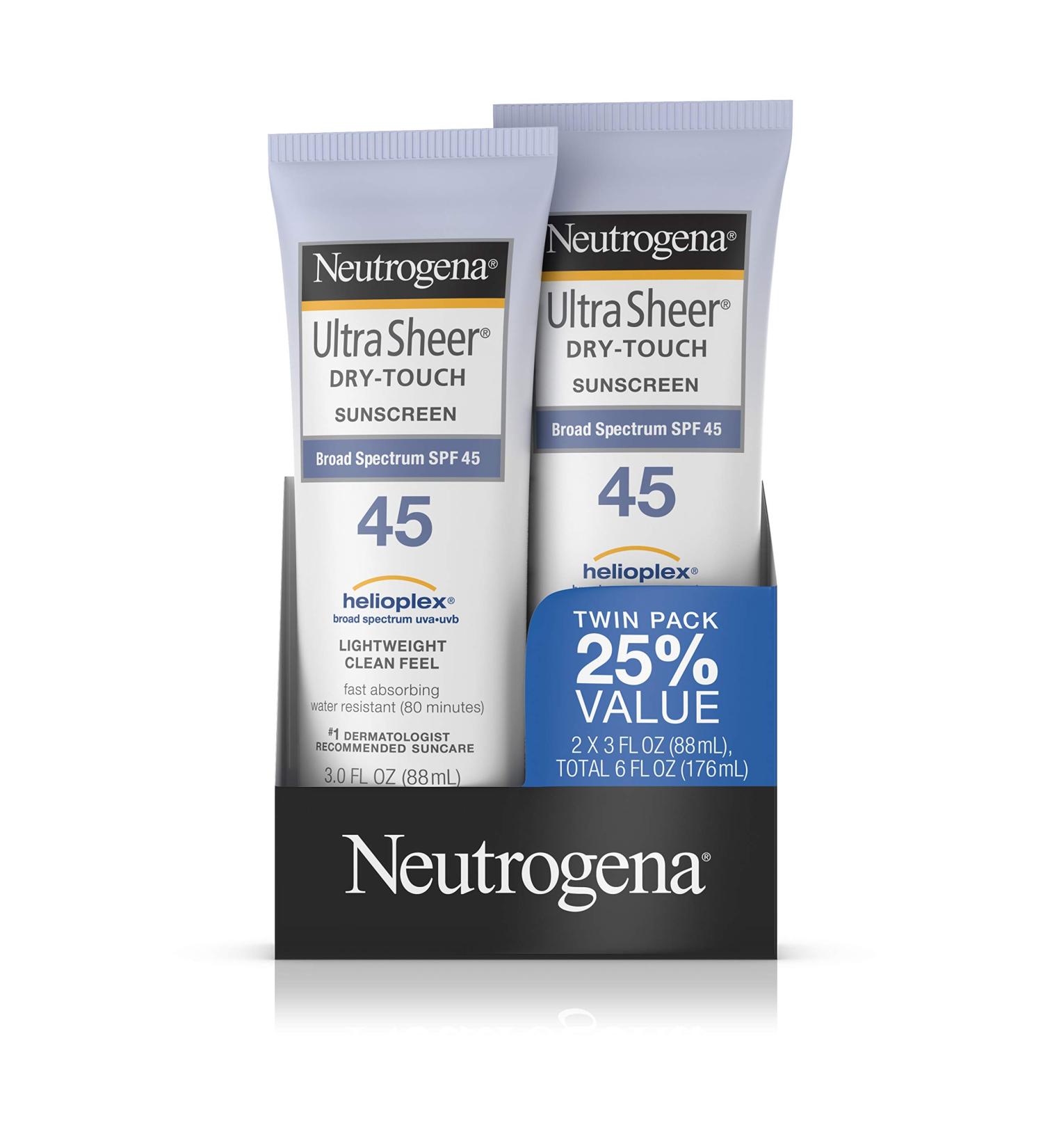 Neutrogena Ultra Sheer Dry-Touch Sunscreen SPF 45 3 oz ea Value Pack