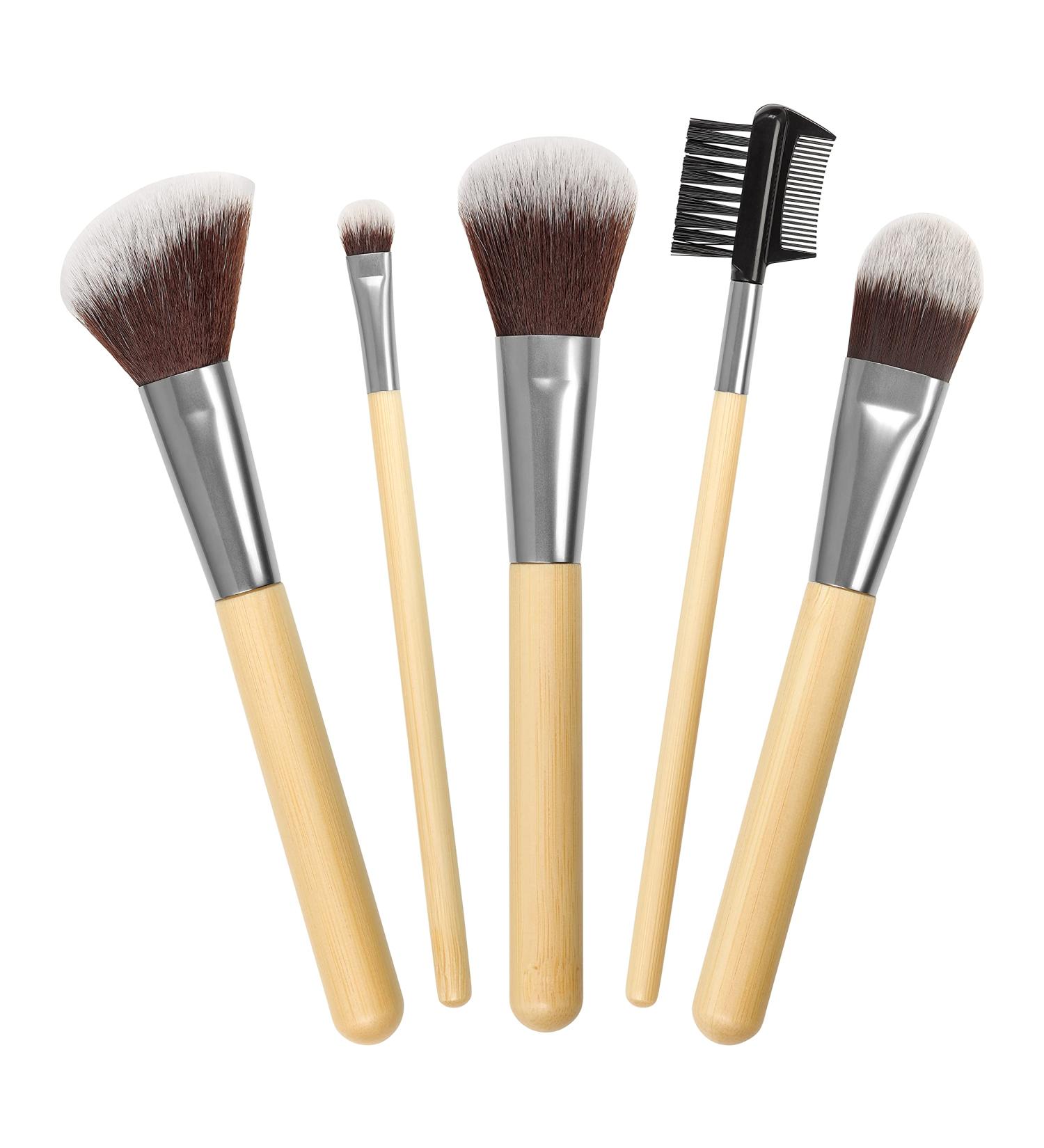 Manicare Bamboo Makeup Brushes Set - 5 Pc Eco-Friendly Synthetic Bristles for Professional Flawless Application on All Skin Types - Buy Online on GoSupps.com