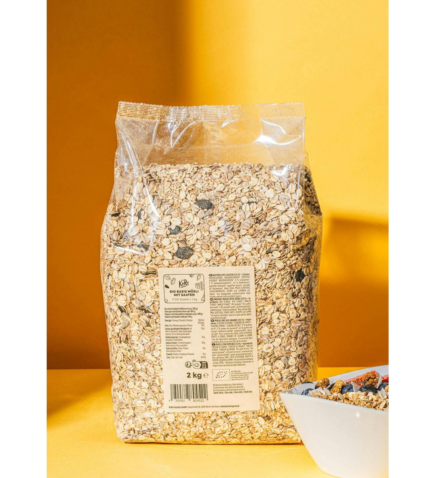  KoRo KoRo - Organic Basic Muesli with Seeds 2kg - For your breakfast - With oat flakes flax seeds and more - Buy Online on GoSupps.com