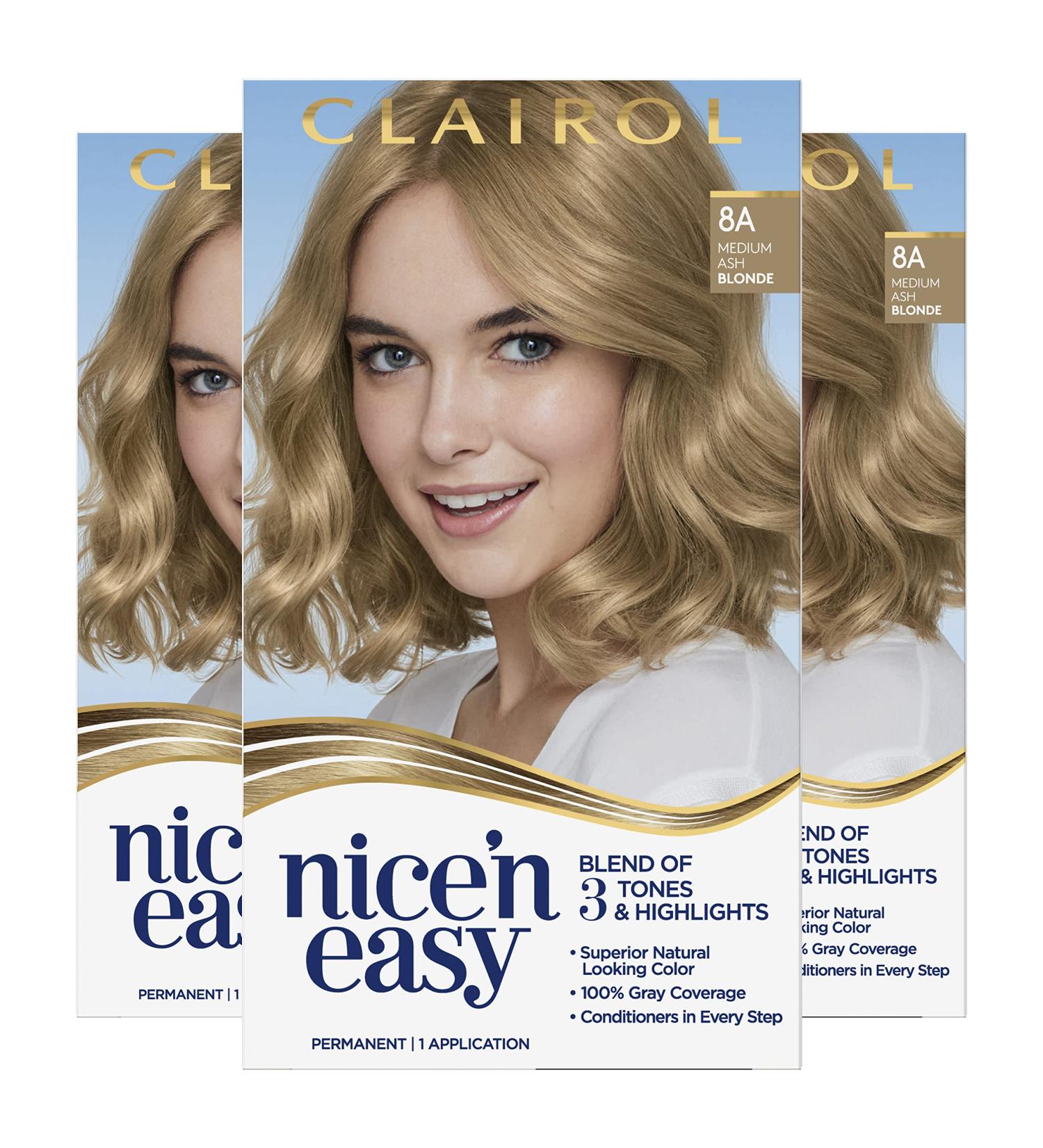 Clairol Nice'n Easy 8A Medium Ash Blonde Hair Dye - Pack of 3, 6.26 Fl Oz - Buy Online on GoSupps.com