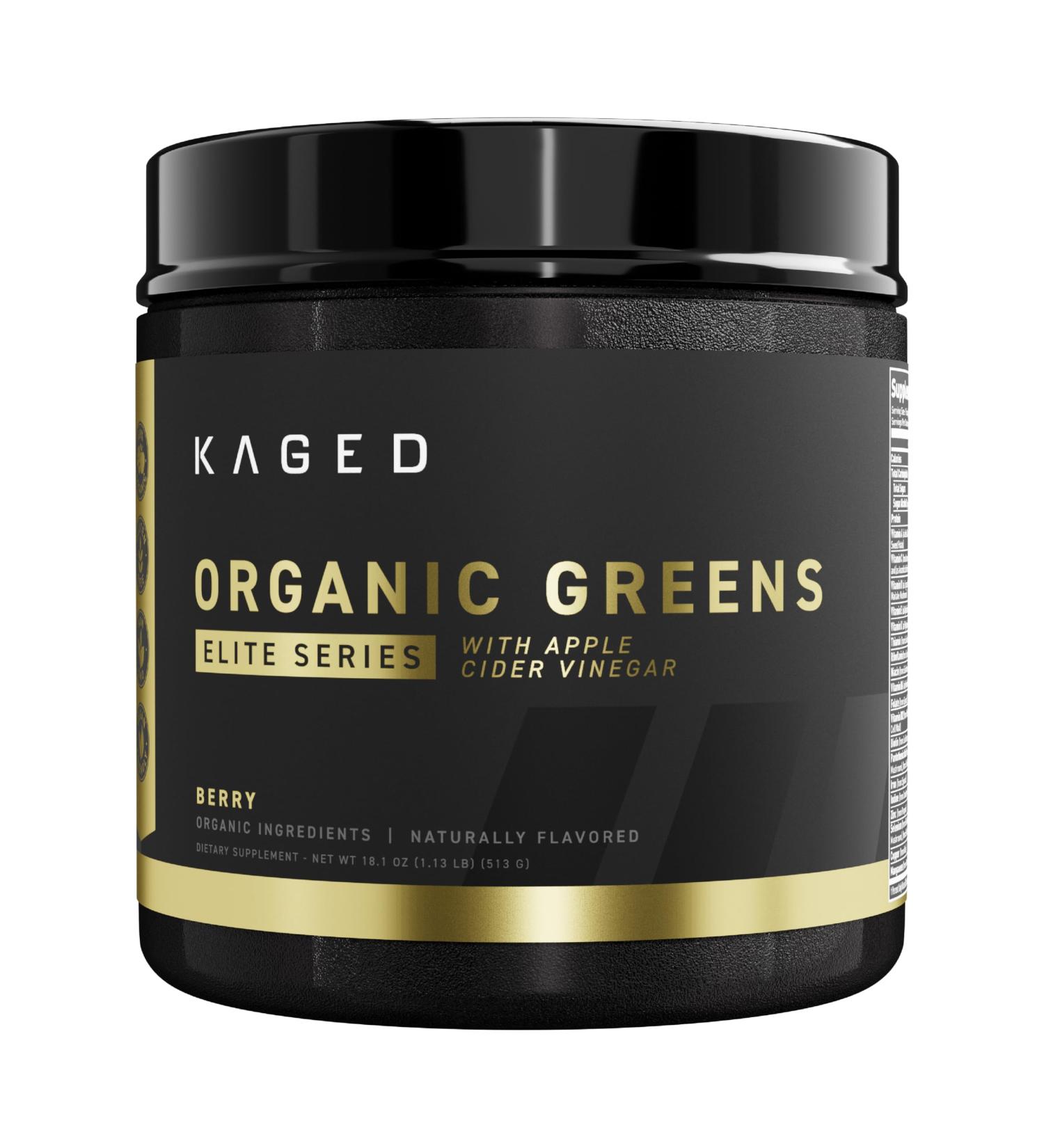 Kaged Organic Greens Elite Superfood and Greens Powder with Apple Cider Vinegar Adaptogen Prebiotics Vitamins & Minerals Berry 30 Servings Berry (Elite) - Buy Online on GoSupps.com