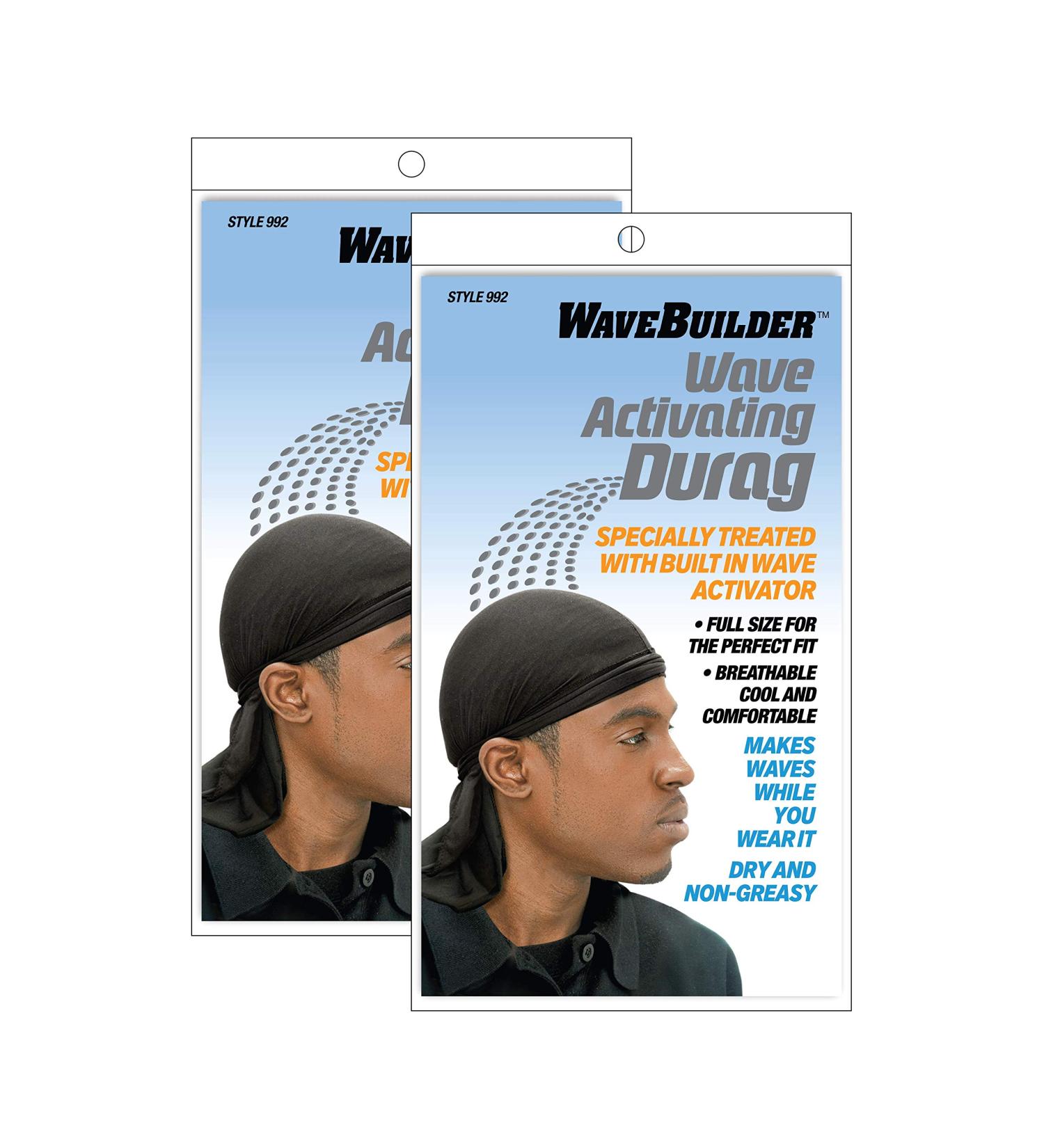 Wavebuilder Wave Activating Durag Black 2 Pack - Enhance Your Waves with this Stylish Duo - Buy Online on GoSupps.com
