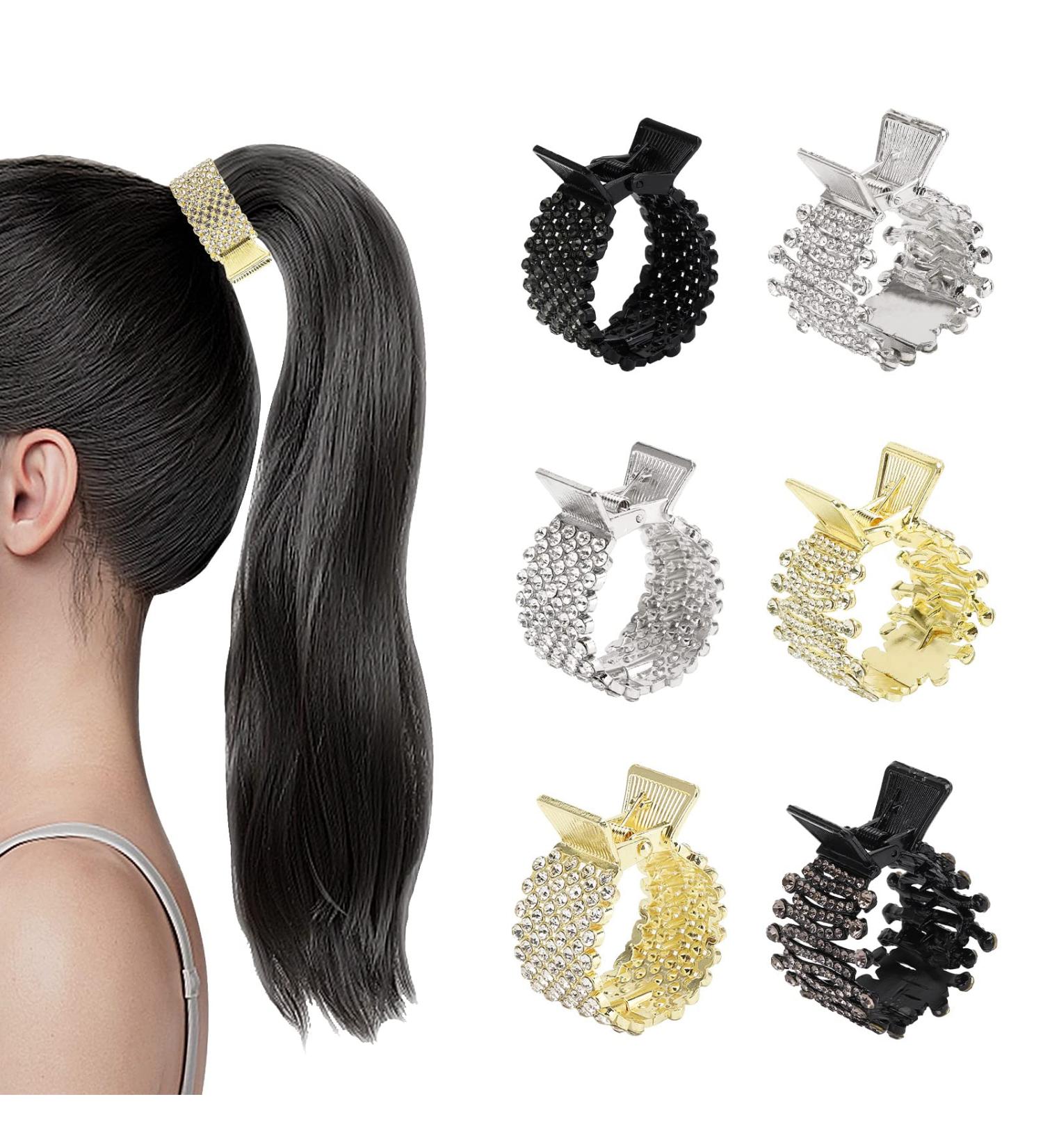 6PCS Rhinestone Shark Hair Claw Clips - Small Clips for High Ponytail, Ideal for Thick & Long Hair - Women's & Girls' Hair Accessories - Buy Online on GoSupps.com