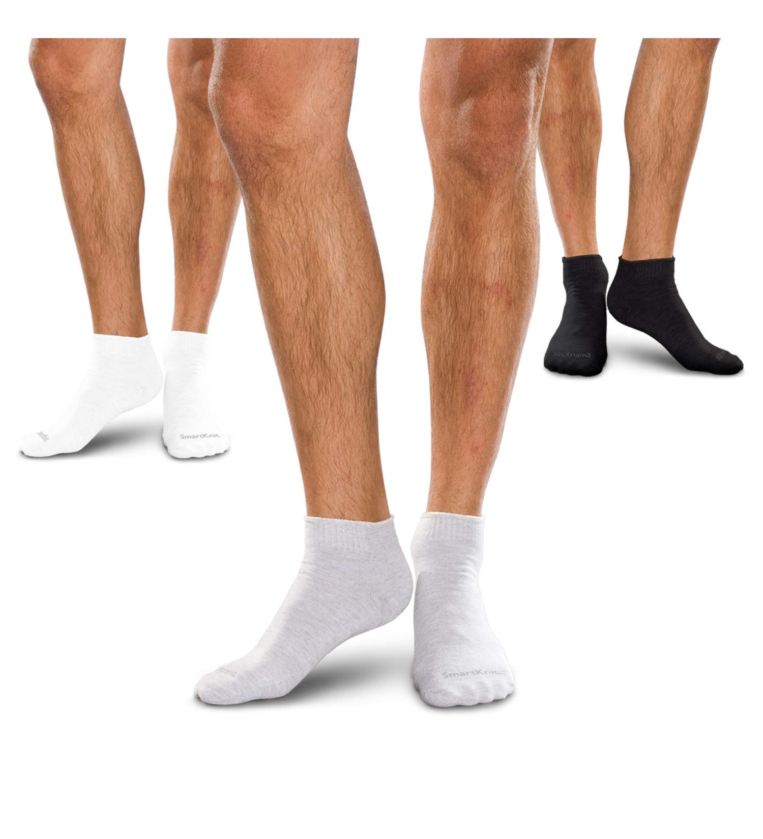 SMARTKNIT Seamless Mini-Crew Socks 3-Pack for Diabetes, Arthritis, Sensitive Feet - Large (Black White Grey) - Buy Online on GoSupps.com